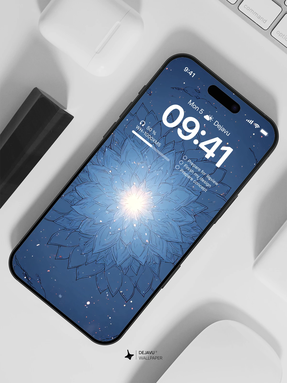 Blue Galaxy Flower Wallpaper 4K for iPhone Lock Screen