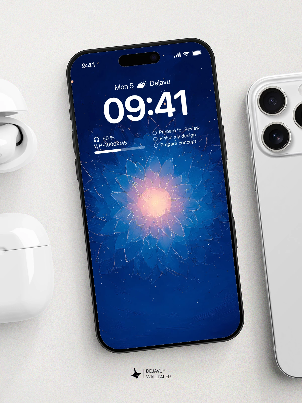 Blue Galaxy Flower Wallpaper 4K for iPhone Lock Screen
