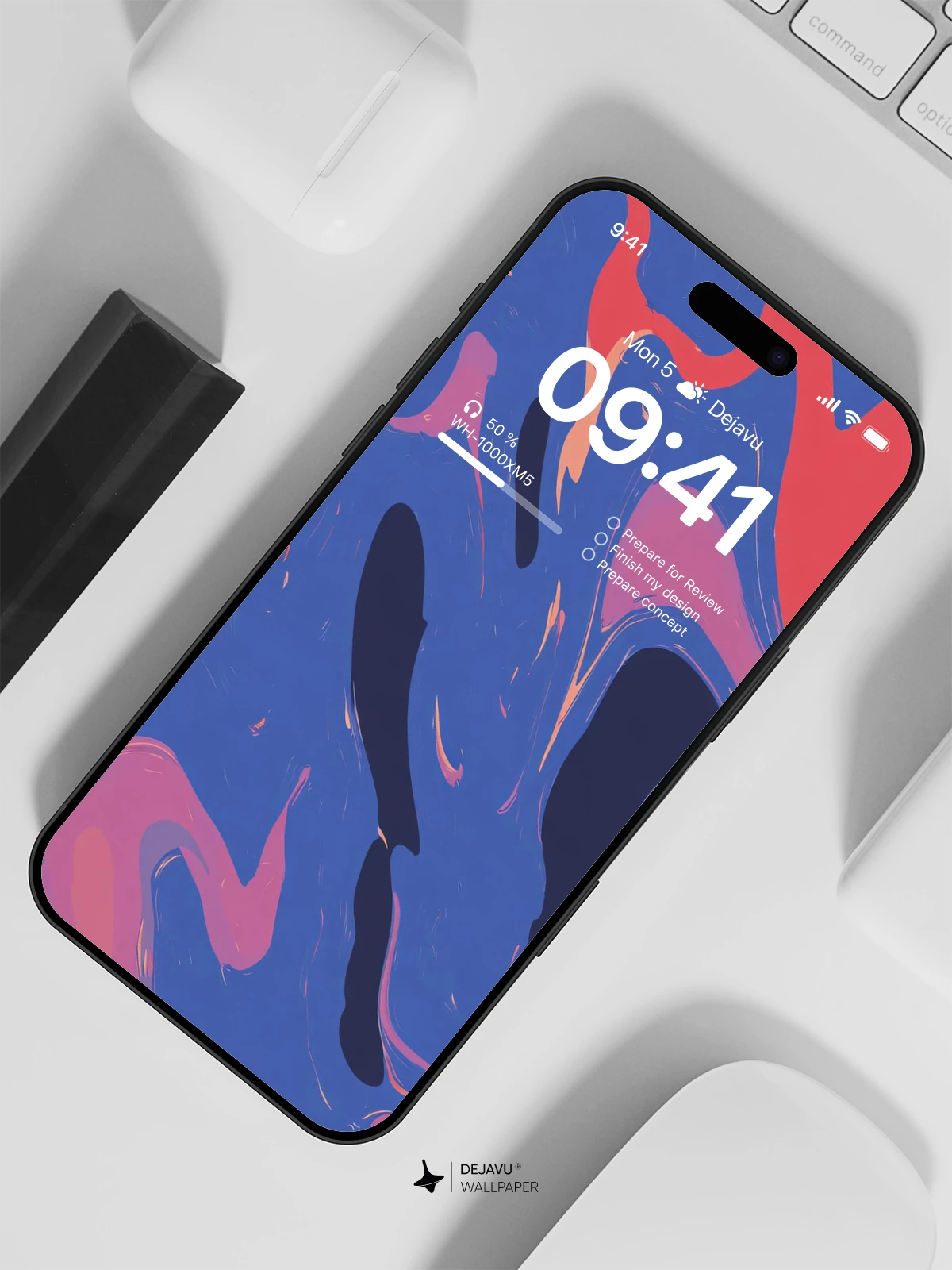 Abstract Blue and Red Wallpaper 4K for iPhone Lock Screen