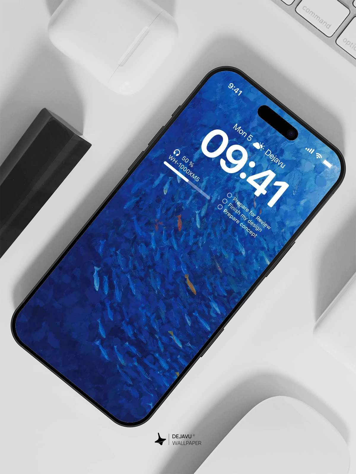 Blue Ocean Fish School Wallpaper 4K for iPhone Lock Screen