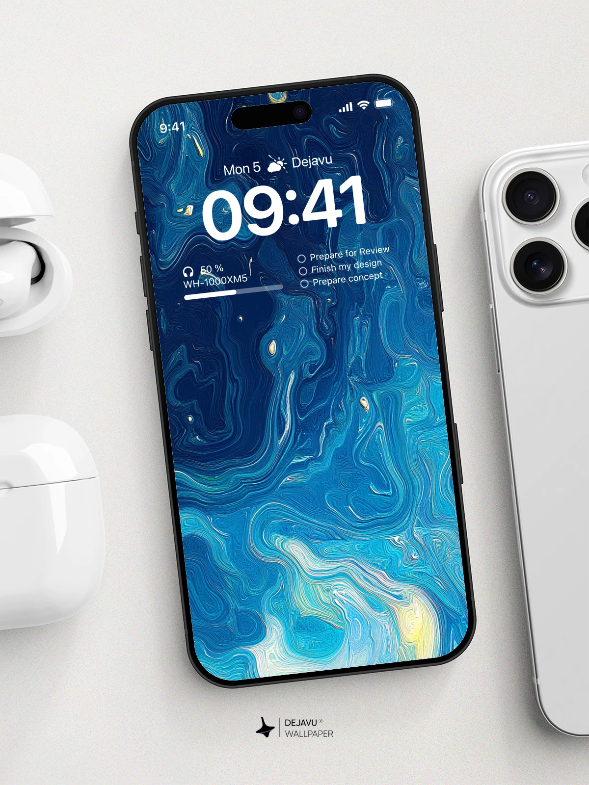 Abstract Blue Marble Texture Wallpaper 4K for iPhone Lock Screen