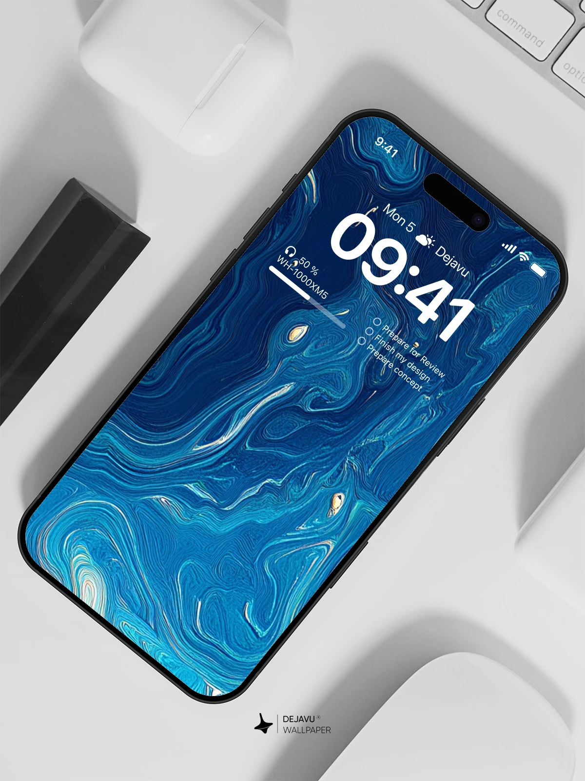 Abstract Blue Marble Texture Wallpaper 4K for iPhone Lock Screen