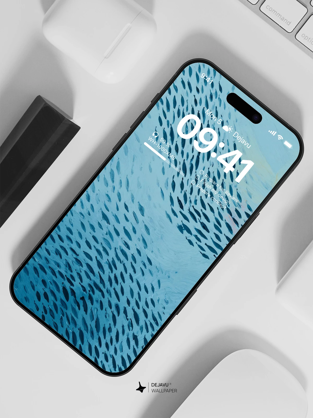 Blue Abstract Fish School Wallpaper 4K for iPhone Lock Screen