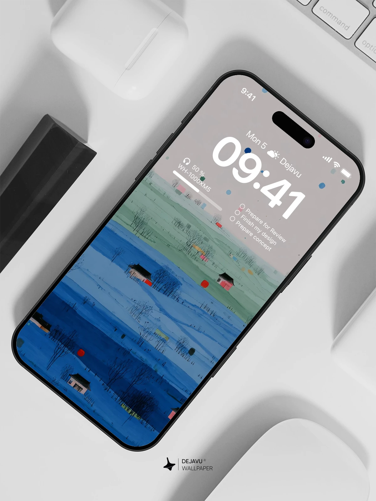 Blue Abstract Landscape Wallpaper 4K for iPhone Lock Screen