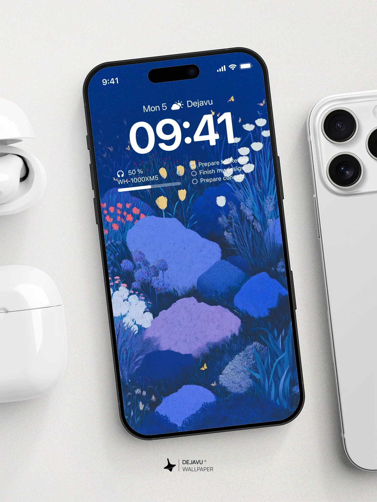 Blue Floral Garden Wallpaper 4K for iPhone Lock Screen