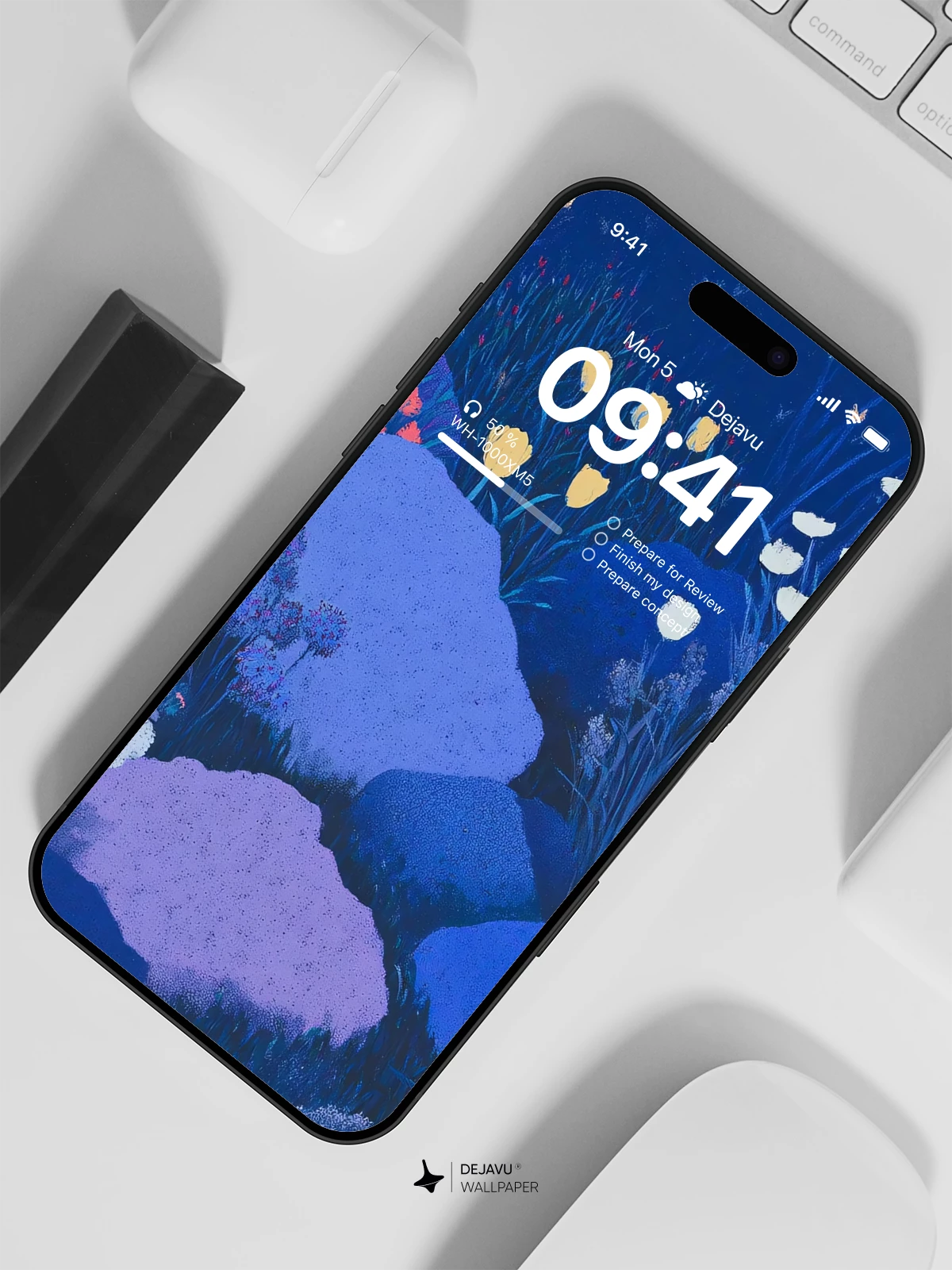 Blue Floral Garden Wallpaper 4K for iPhone Lock Screen