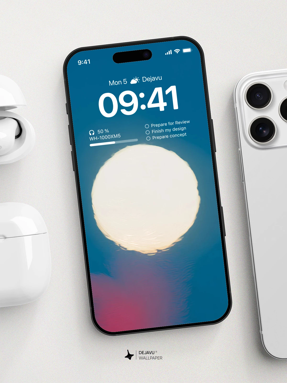 Sunset Moonrise Wallpaper 4K for iPhone Lock Screen