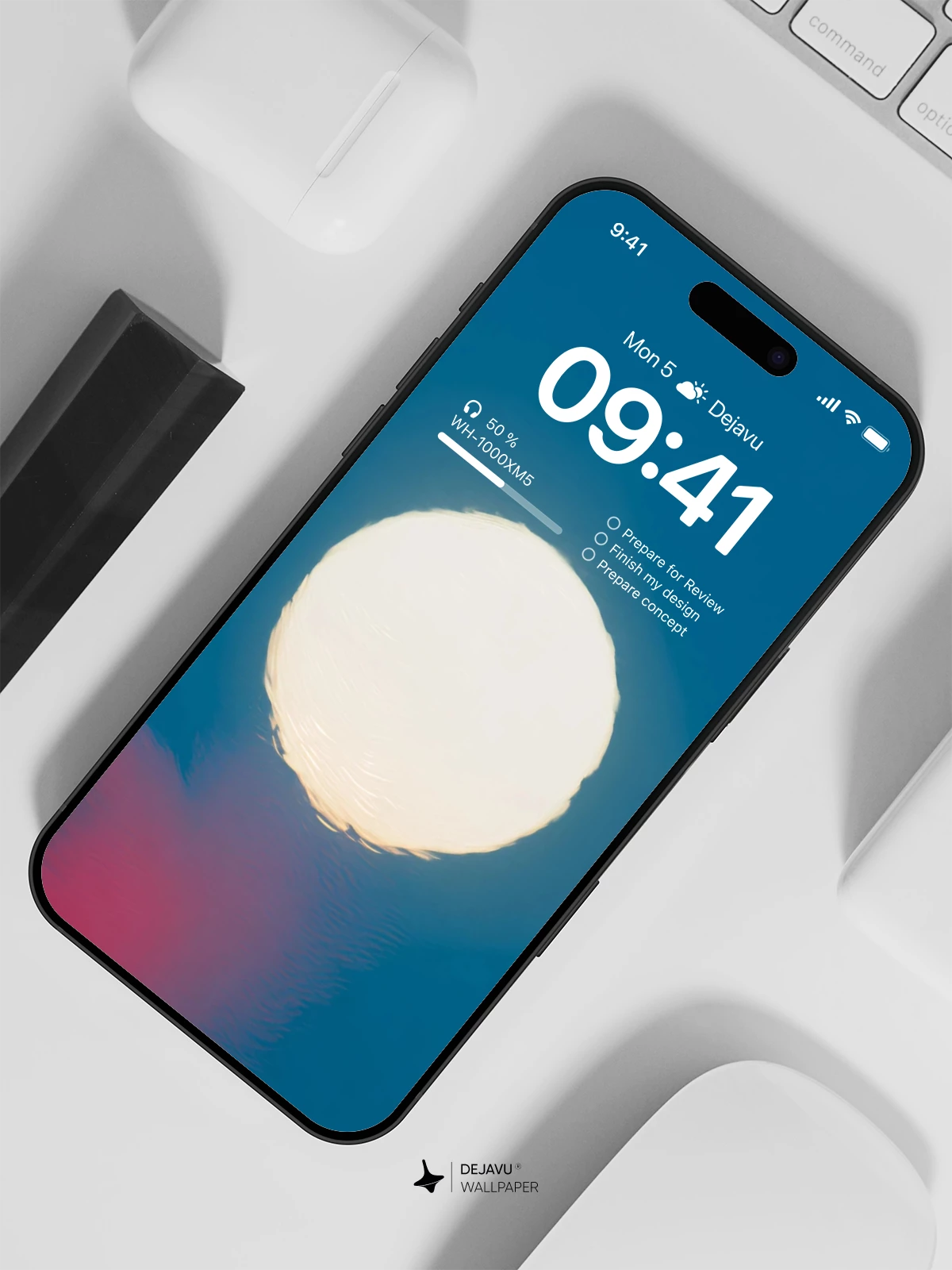 Sunset Moonrise Wallpaper 4K for iPhone Lock Screen