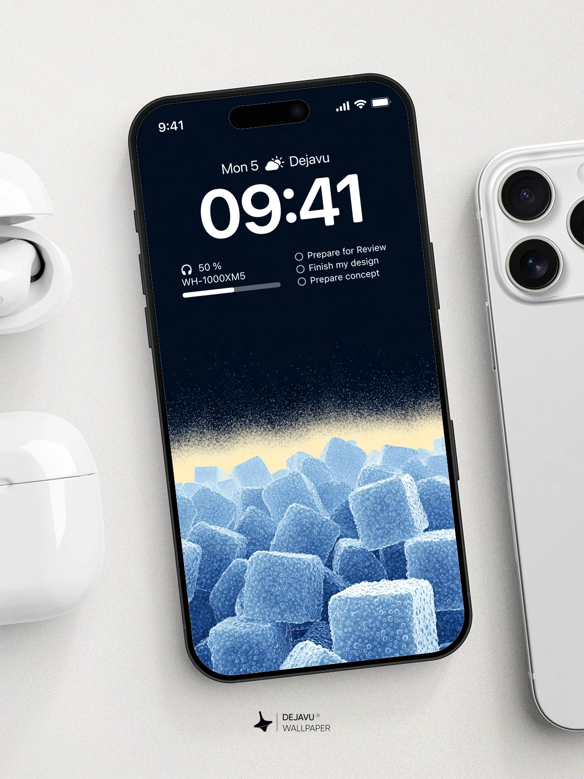 Blue Ice Cubes Wallpaper 4K for Mobile Background