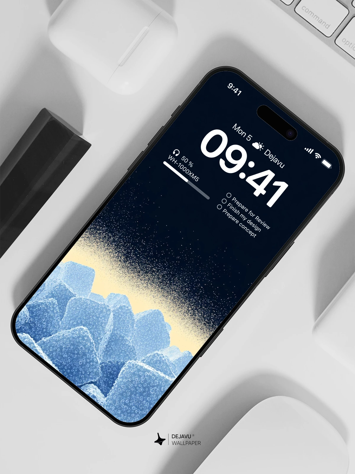 Blue Ice Cubes Wallpaper 4K for Mobile Background