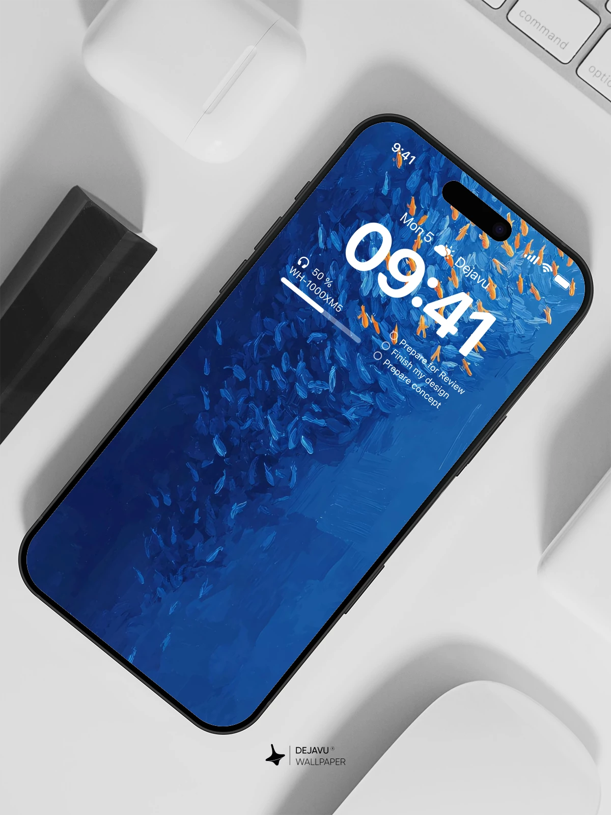 Blue Fish School Wallpaper 4K for iPhone Lock Screen
