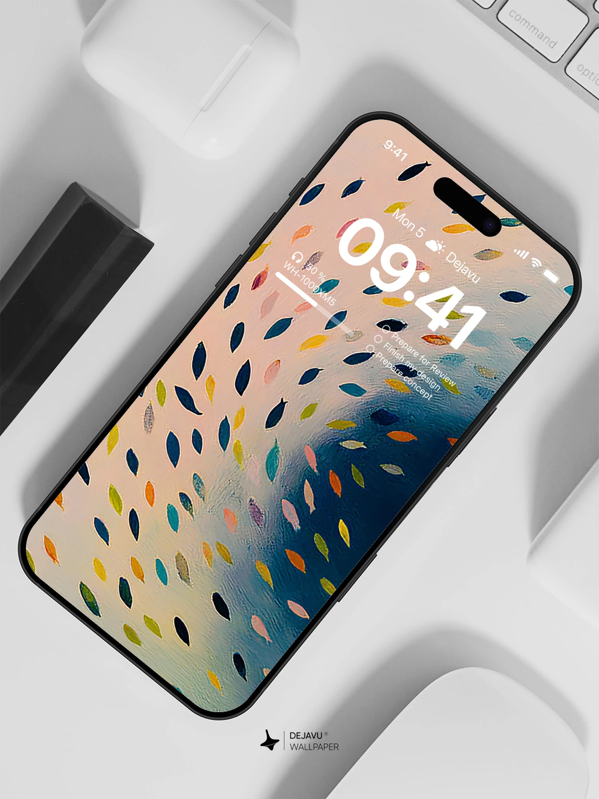 Abstract Colorful Leaf Pattern Wallpaper 4K for Mobile Background