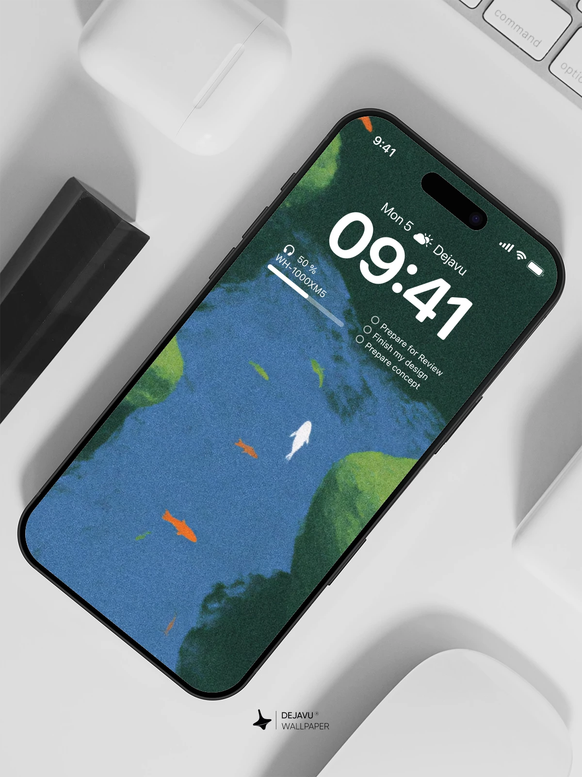 Minimalist Fish Pond Wallpaper 4K for Mobile Background