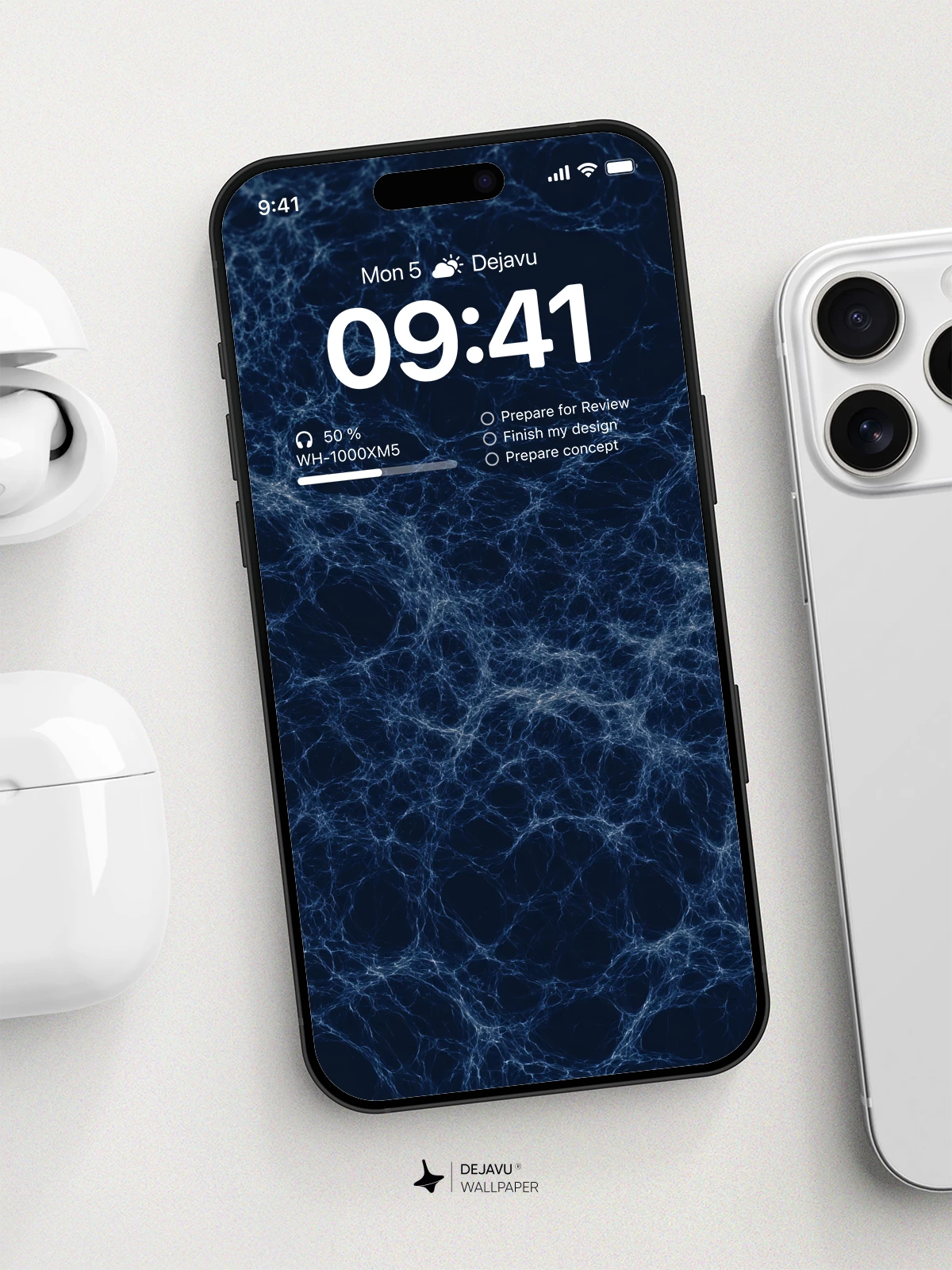 Dark Blue Web Pattern Wallpaper 4K for iPhone Lock Screen