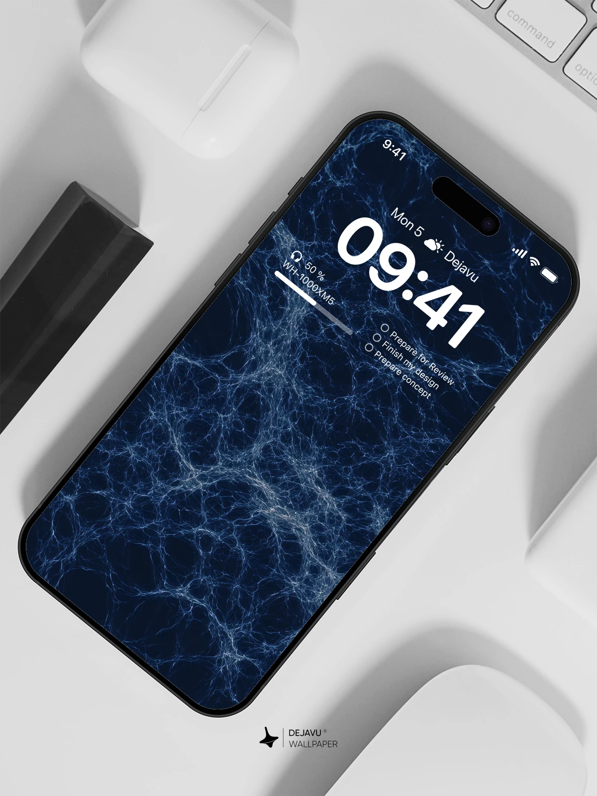 Dark Blue Web Pattern Wallpaper 4K for iPhone Lock Screen