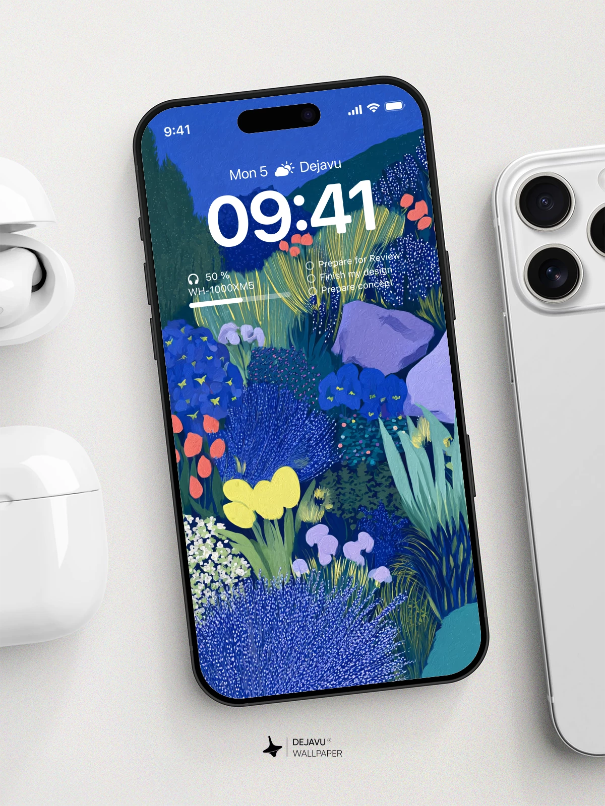 Blue Floral Garden Wallpaper 4K for iPhone Lock Screen