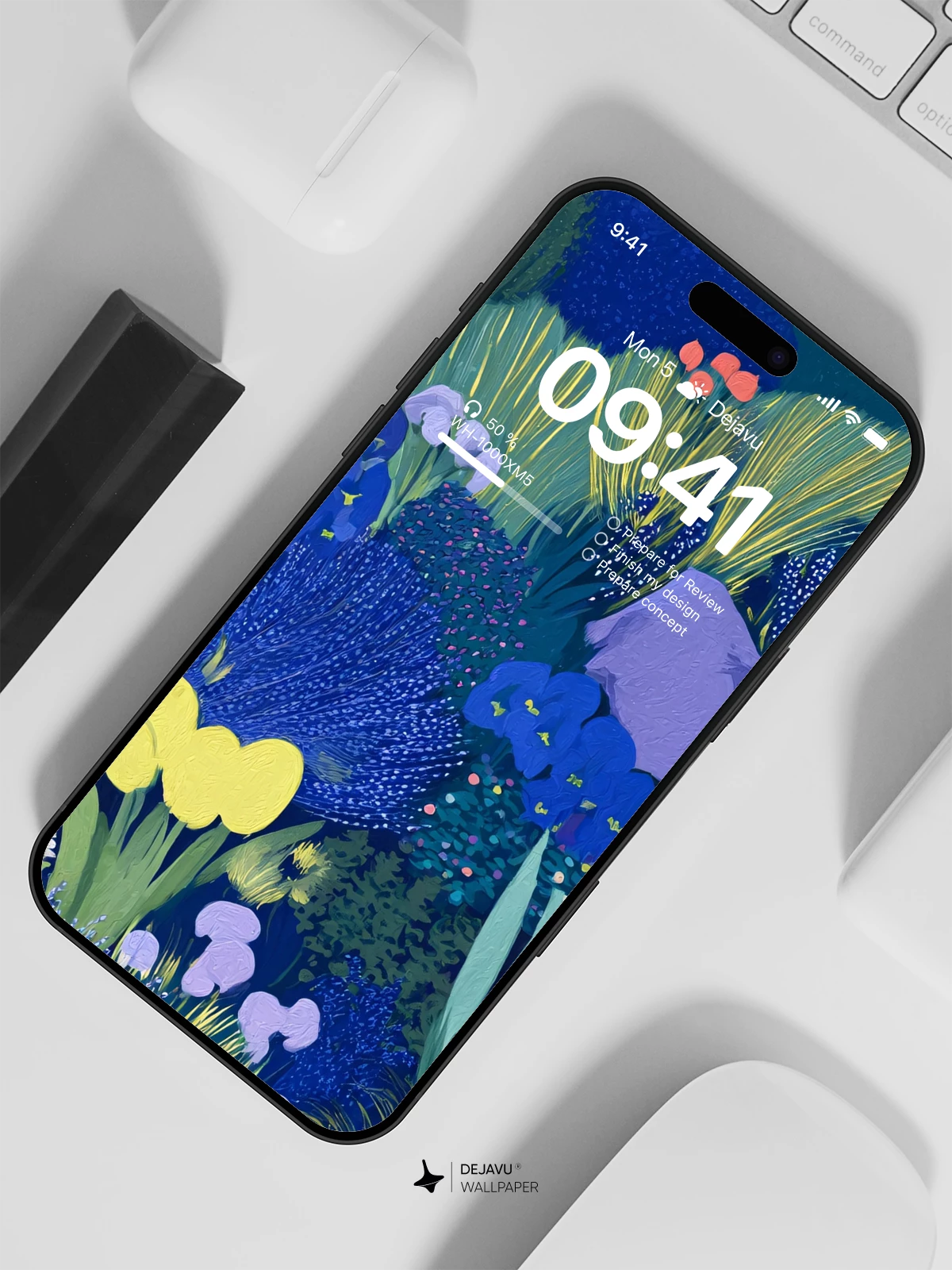 Blue Floral Garden Wallpaper 4K for iPhone Lock Screen