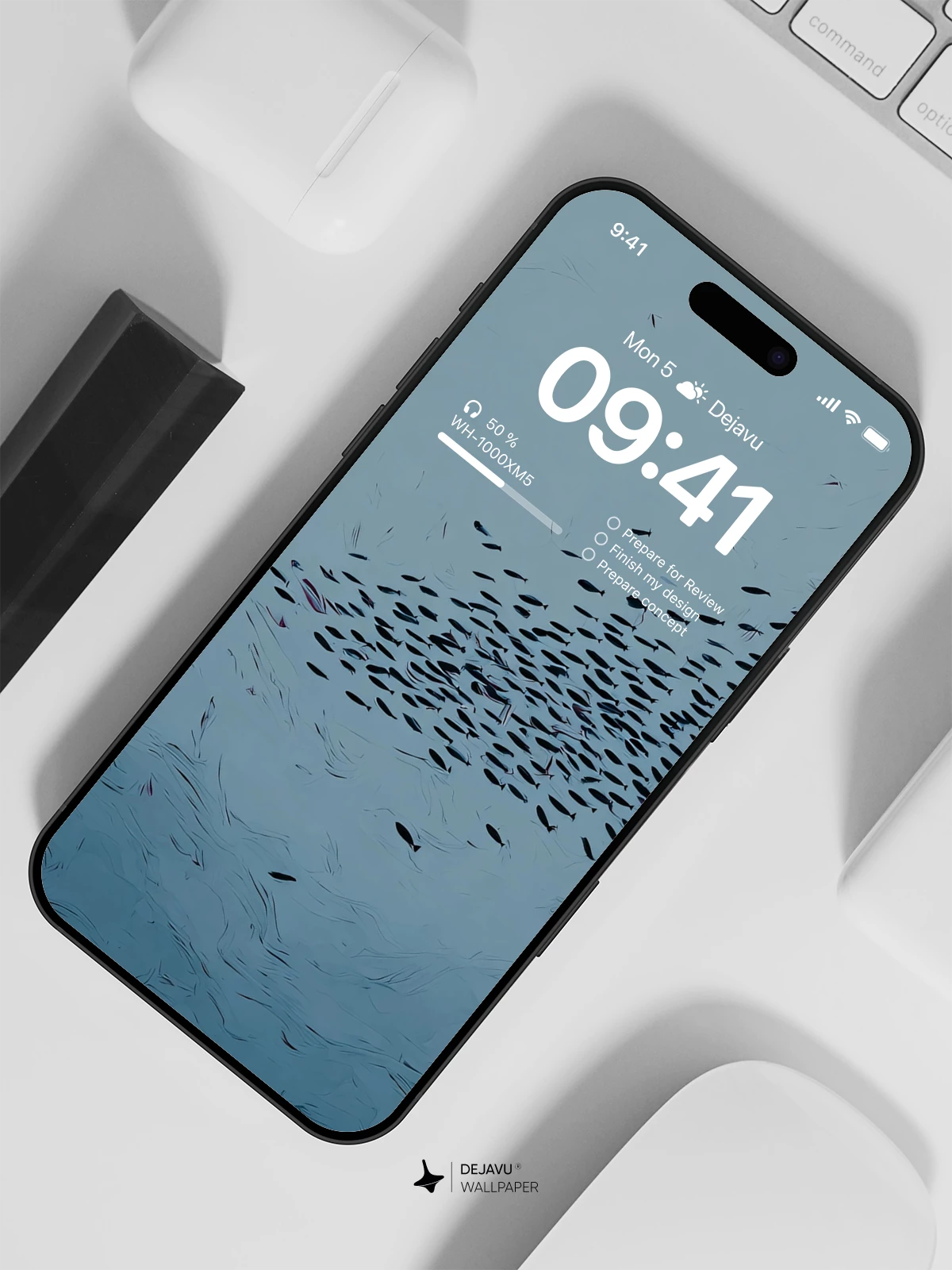 Blue Ocean Fish School Wallpaper 4K for iPhone Lock Screen