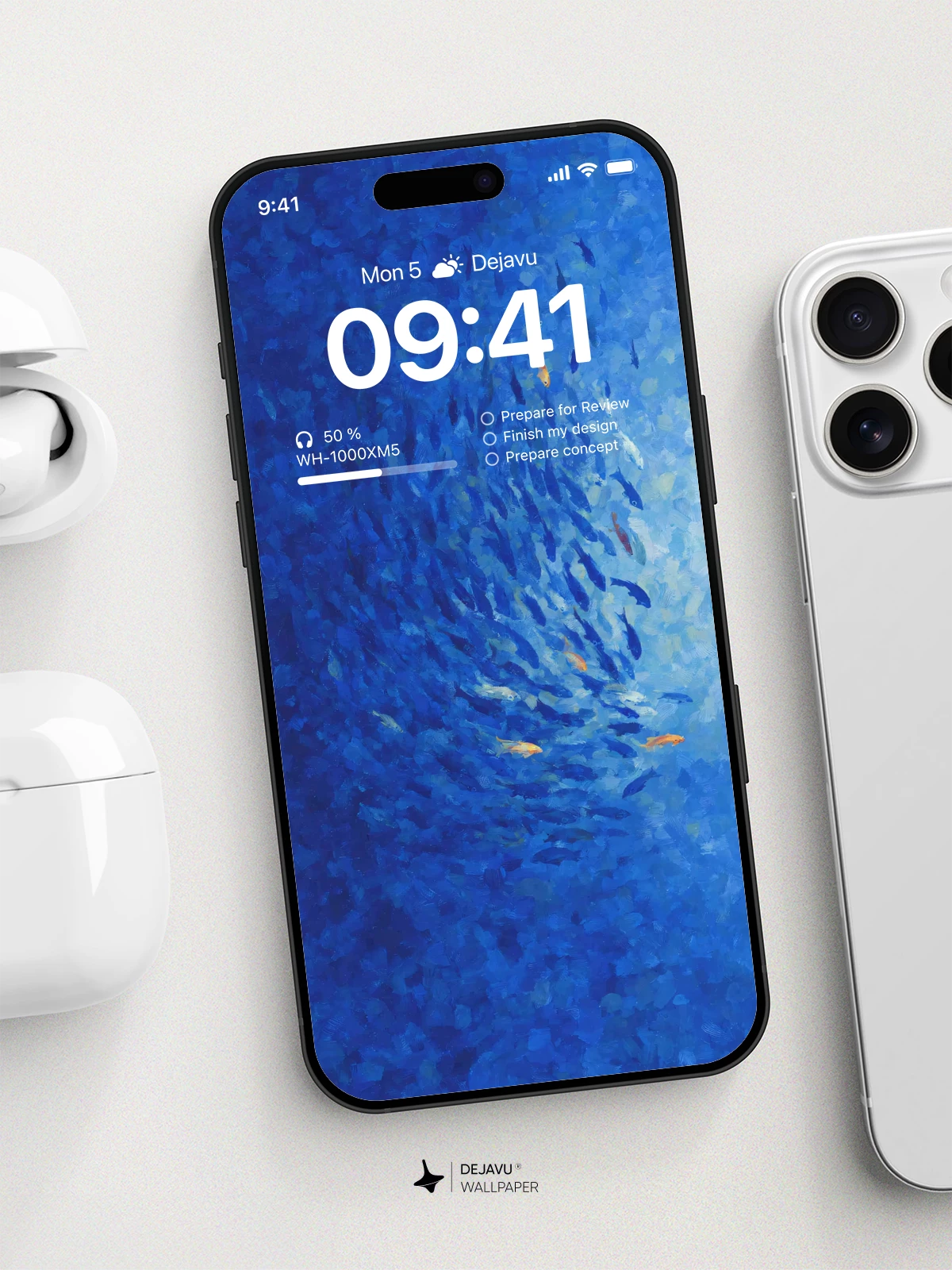 Blue Fish School Wallpaper 4K for iPhone Lock Screen