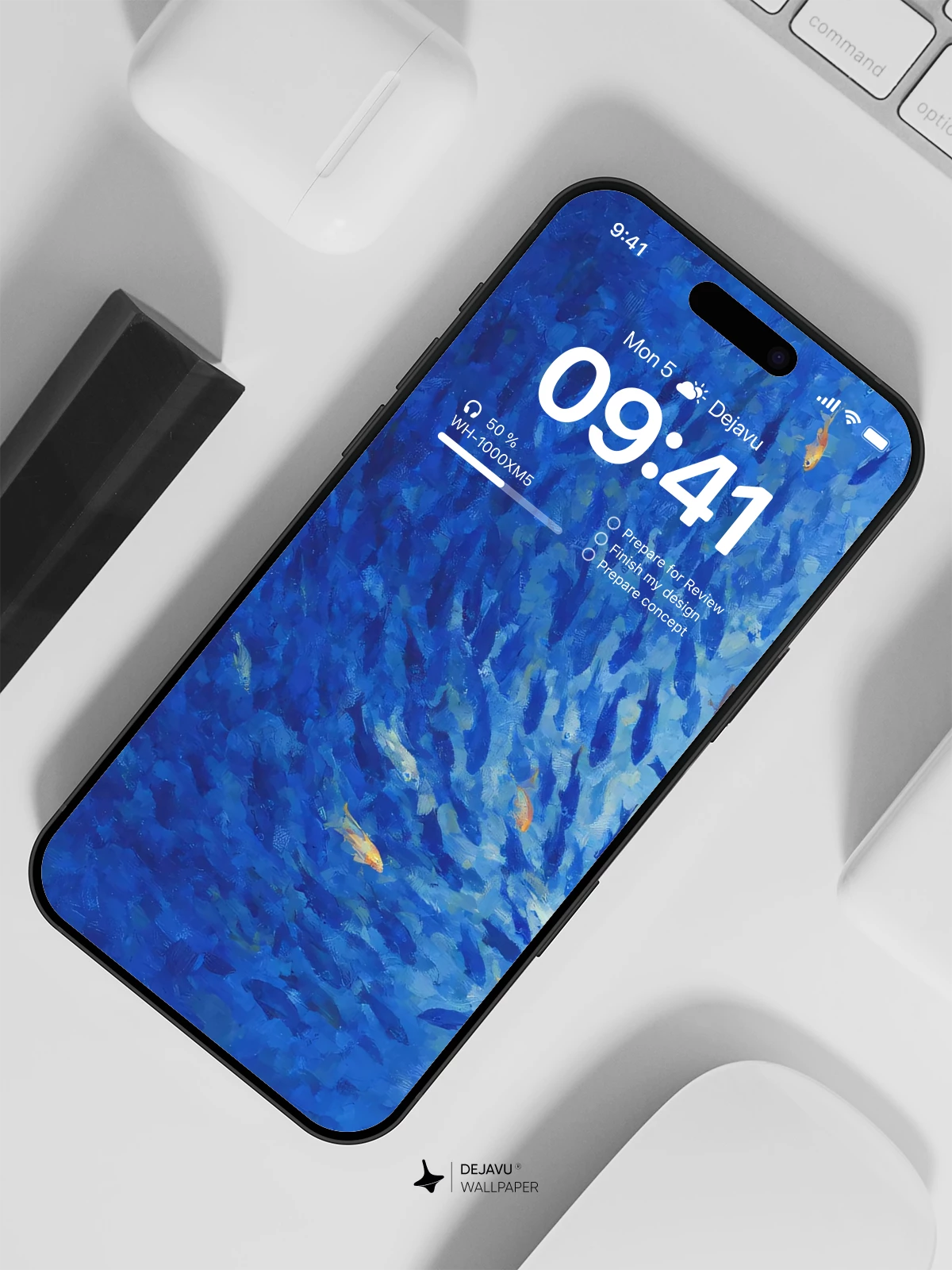 Blue Fish School Wallpaper 4K for iPhone Lock Screen