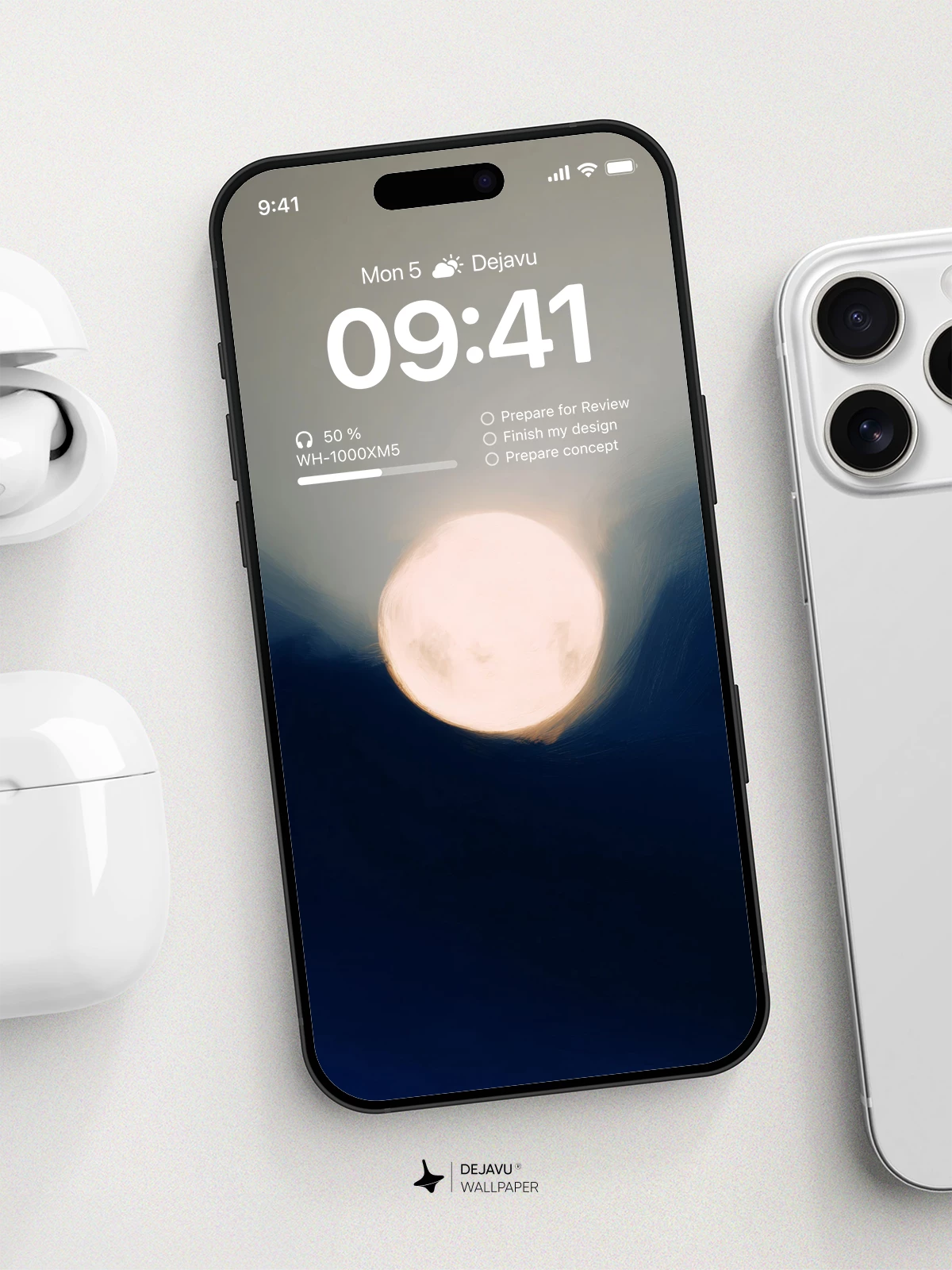 Moon Night Sky Wallpaper 4K for iPhone Lock Screen
