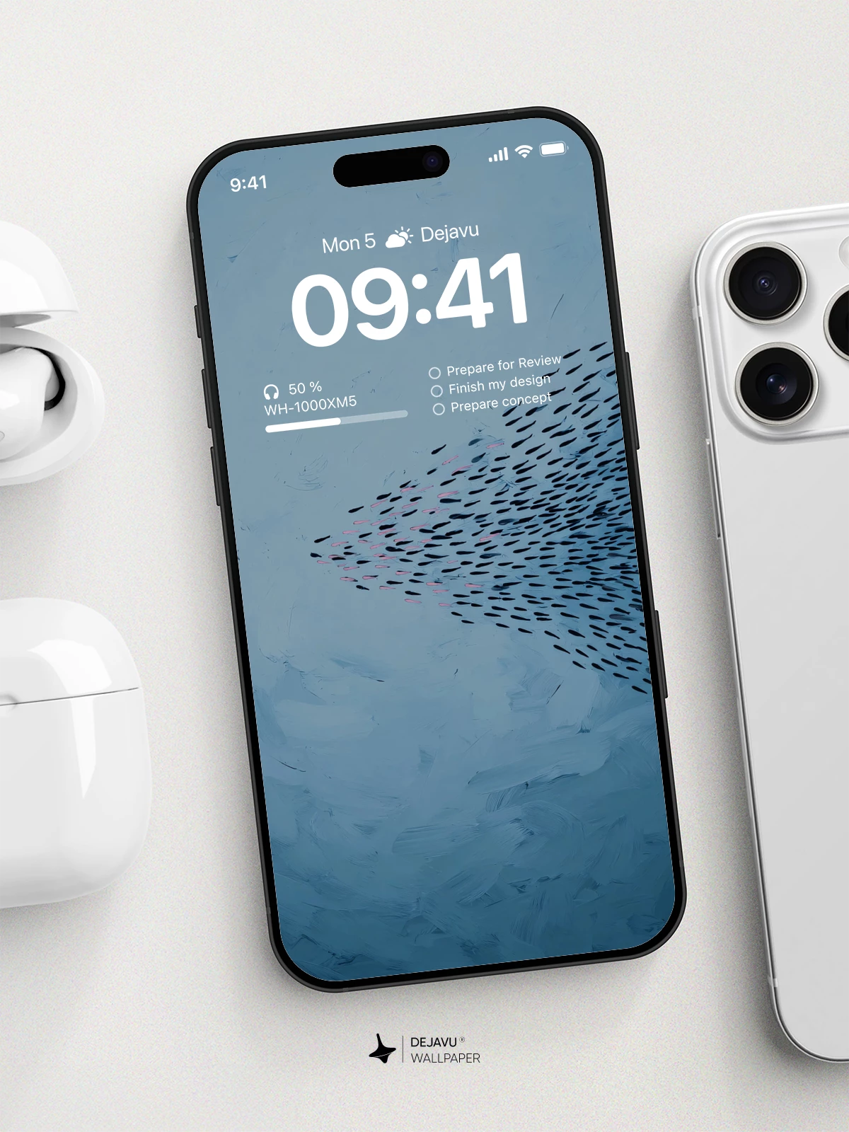 Abstract Blue Fish School Wallpaper 4K for iPhone Lock Screen