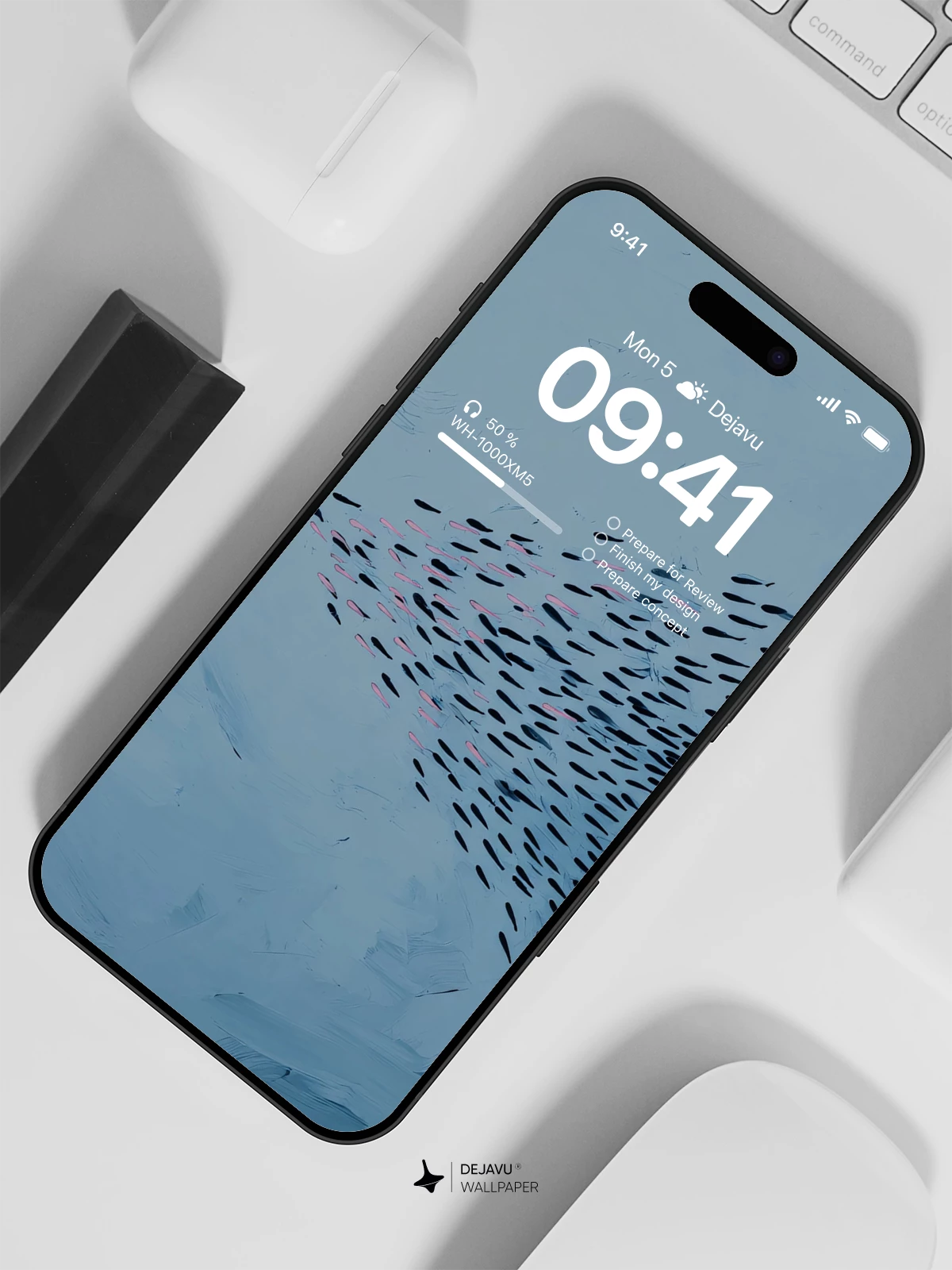 Abstract Blue Fish School Wallpaper 4K for iPhone Lock Screen