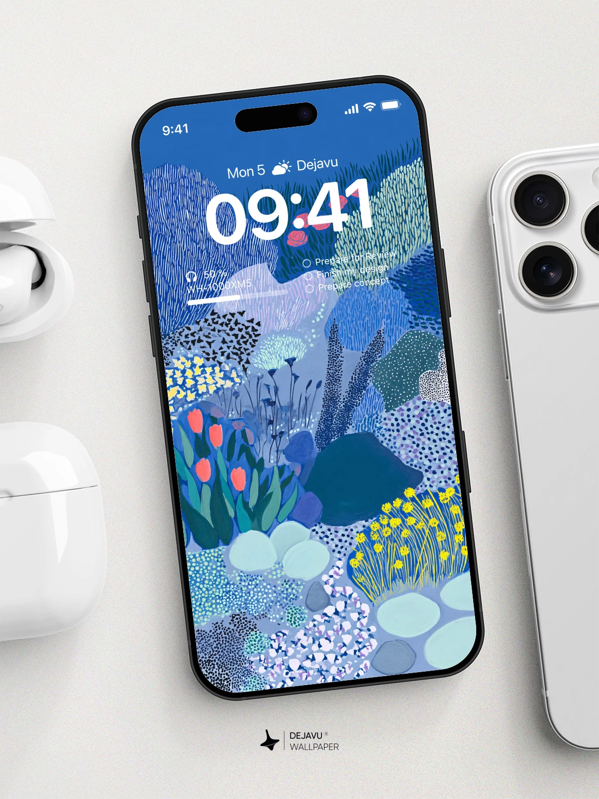 Abstract Blue Floral Wallpaper 4K for iPhone Lock Screen