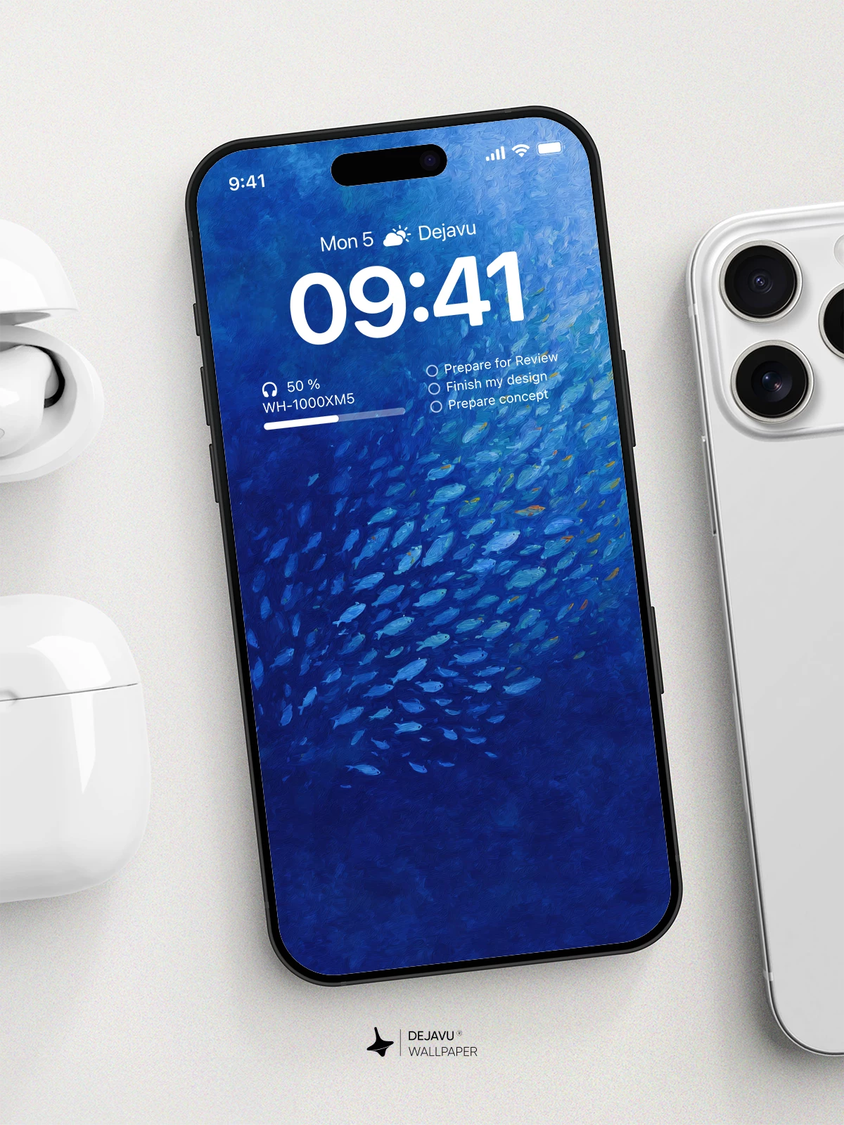 Blue Fish School Wallpaper 4K for iPhone Lock Screen
