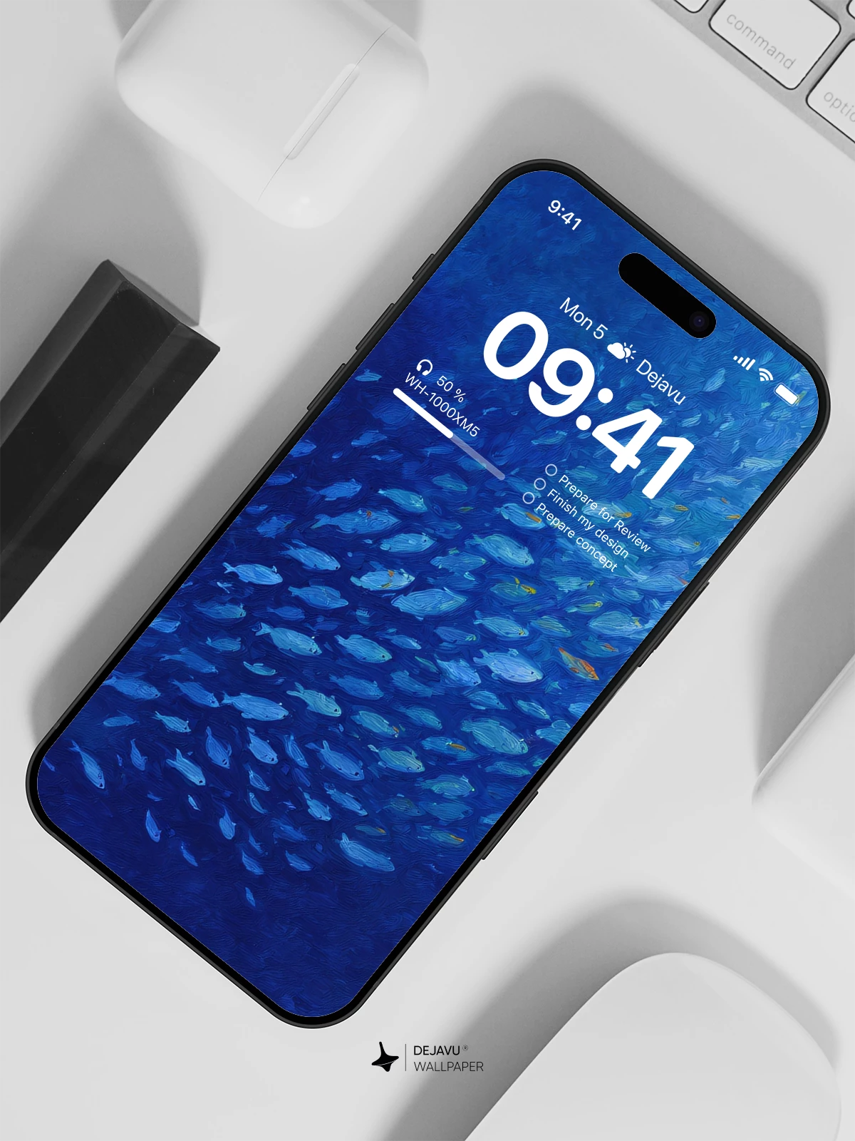 Blue Fish School Wallpaper 4K for iPhone Lock Screen