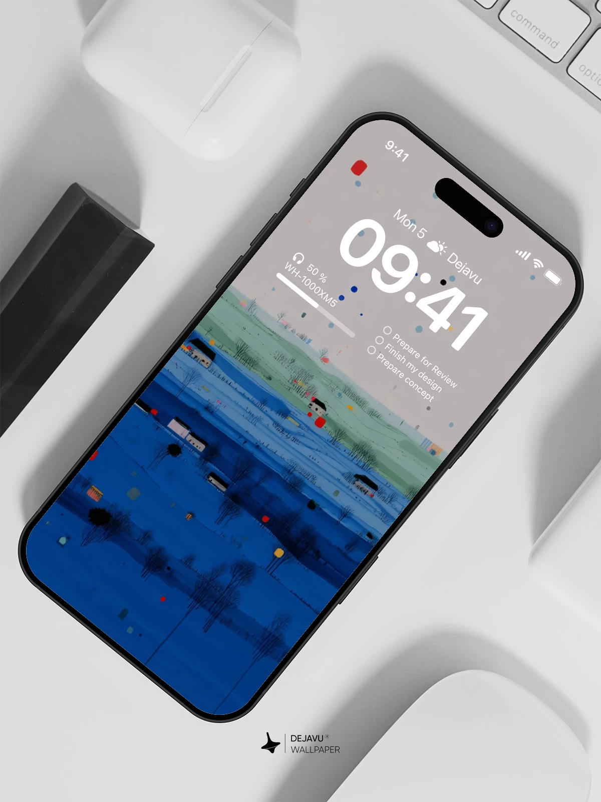 Abstract Blue Landscape Wallpaper 4K for iPhone Lock Screen