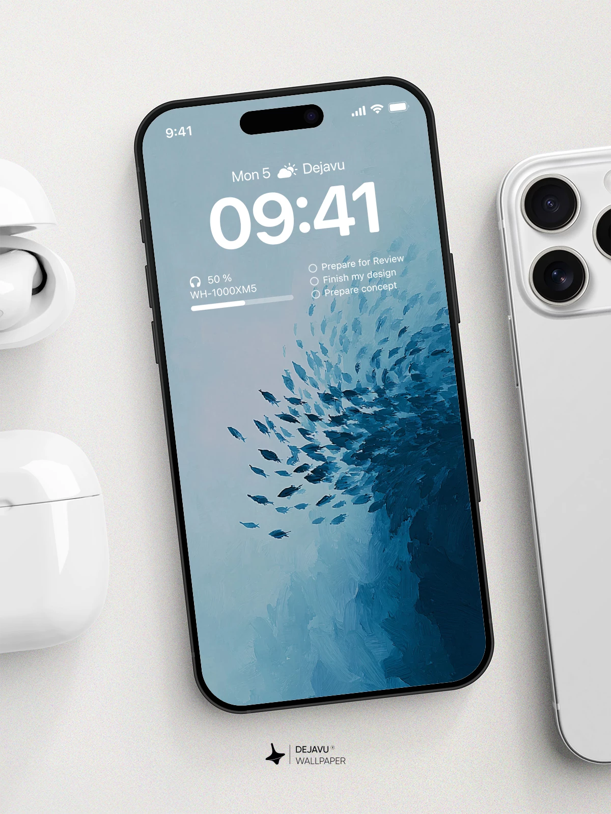 Blue Fish School Wallpaper 4K for iPhone Lock Screen