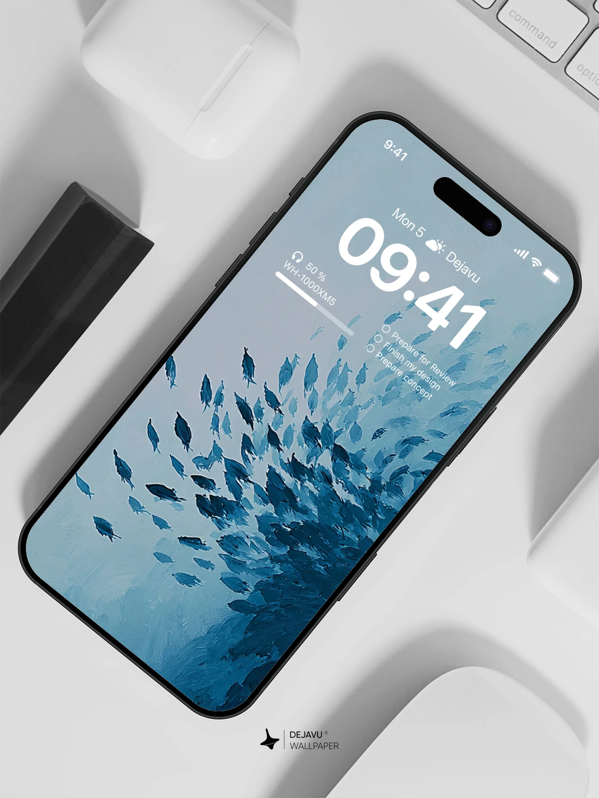Blue Fish School Wallpaper 4K for iPhone Lock Screen