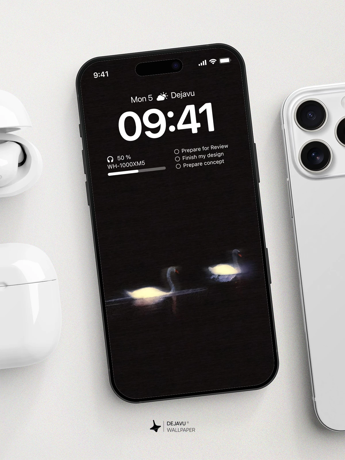 天鹅湖夜景 4K 壁纸 适用于 iPhone 锁屏