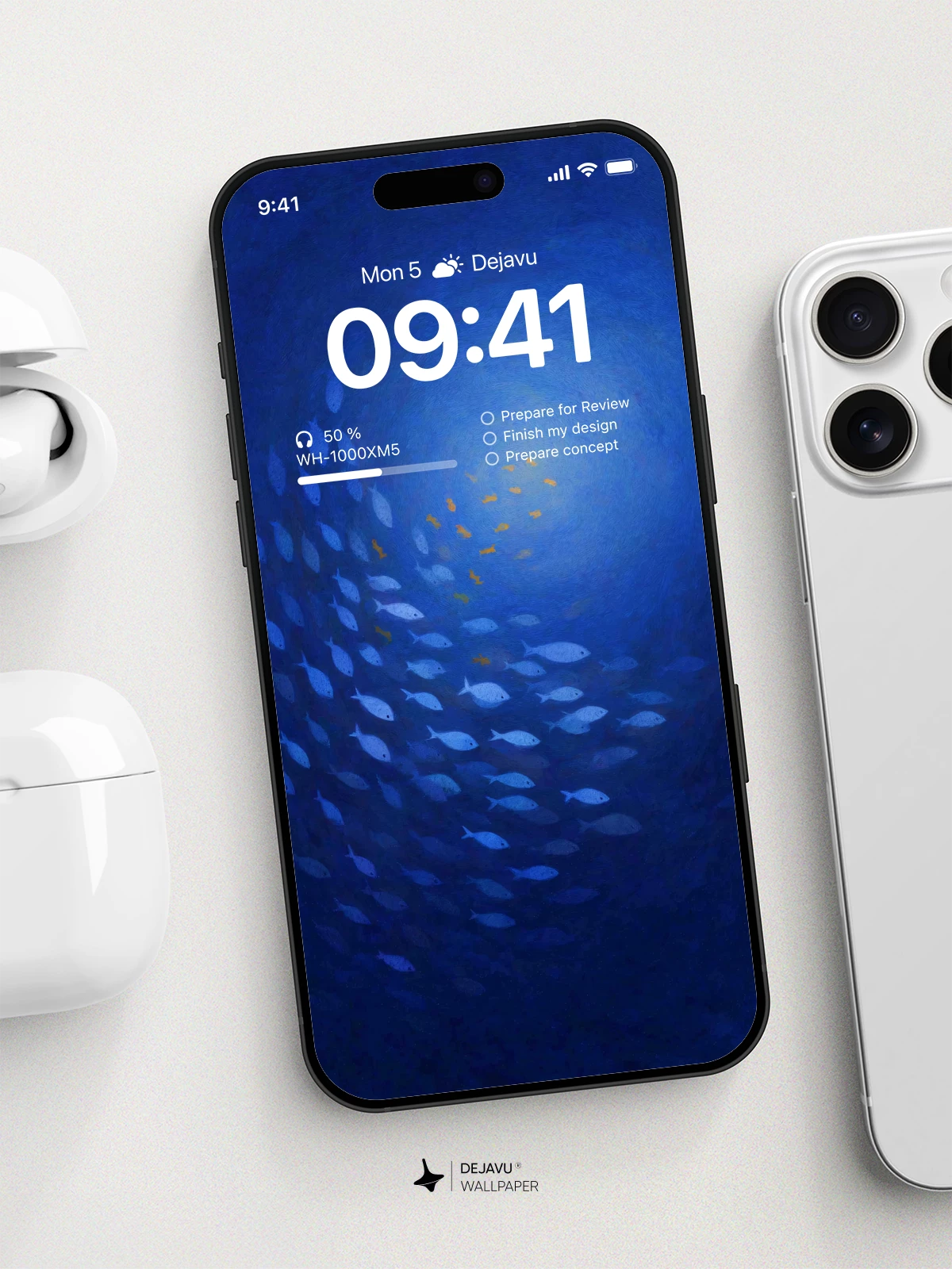 Blue Fish School Wallpaper 4K for iPhone Lock Screen