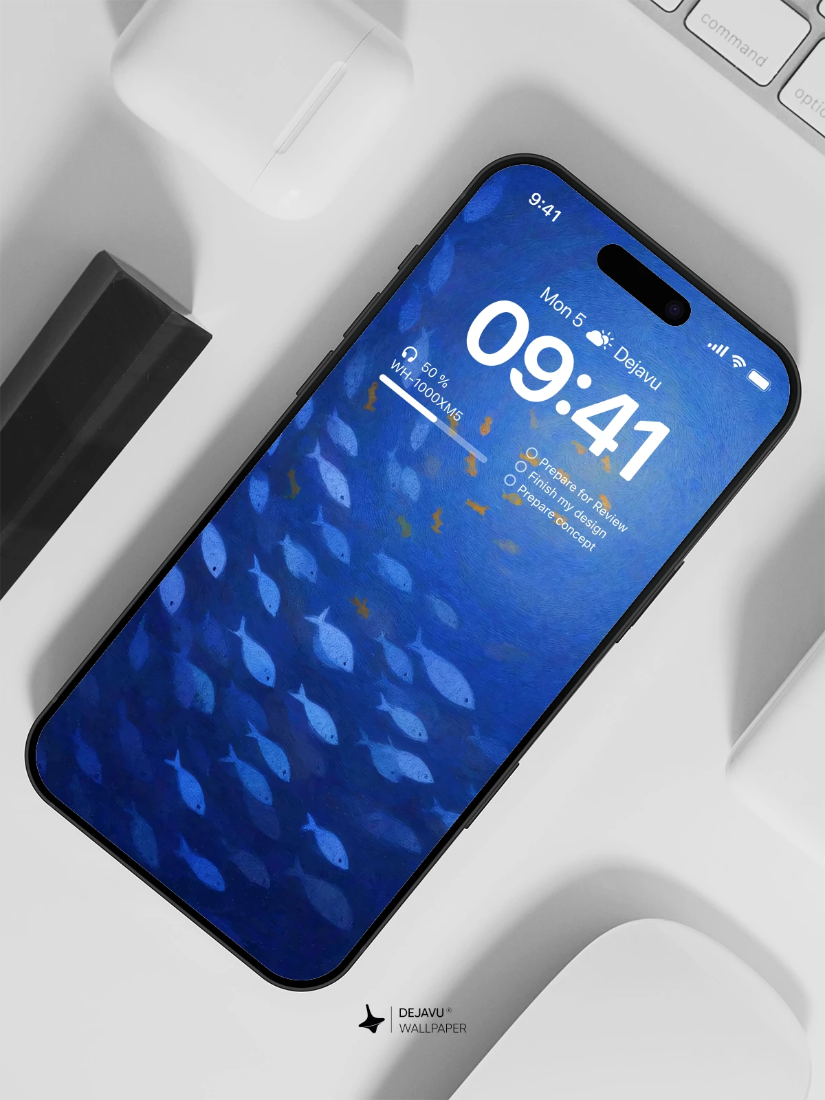 Blue Fish School Wallpaper 4K for iPhone Lock Screen