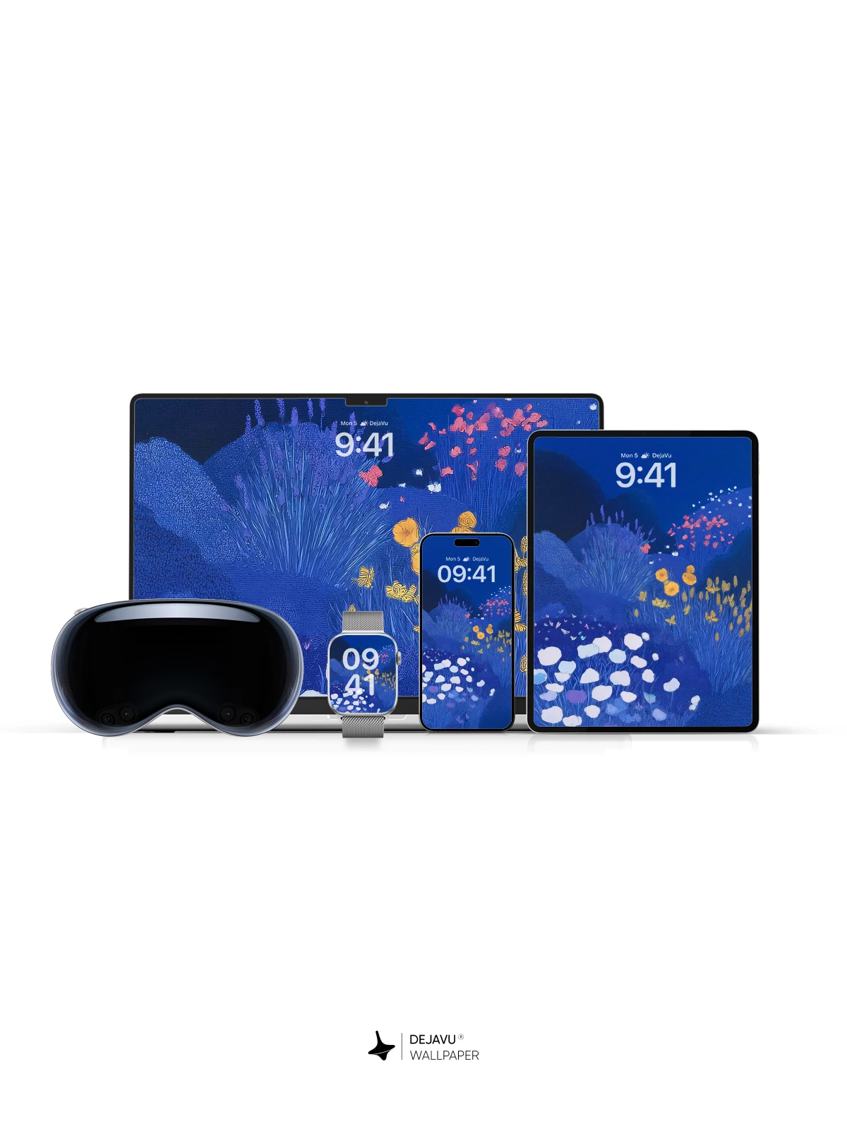 Blue Floral Landscape Wallpaper 4K for Mobile Background