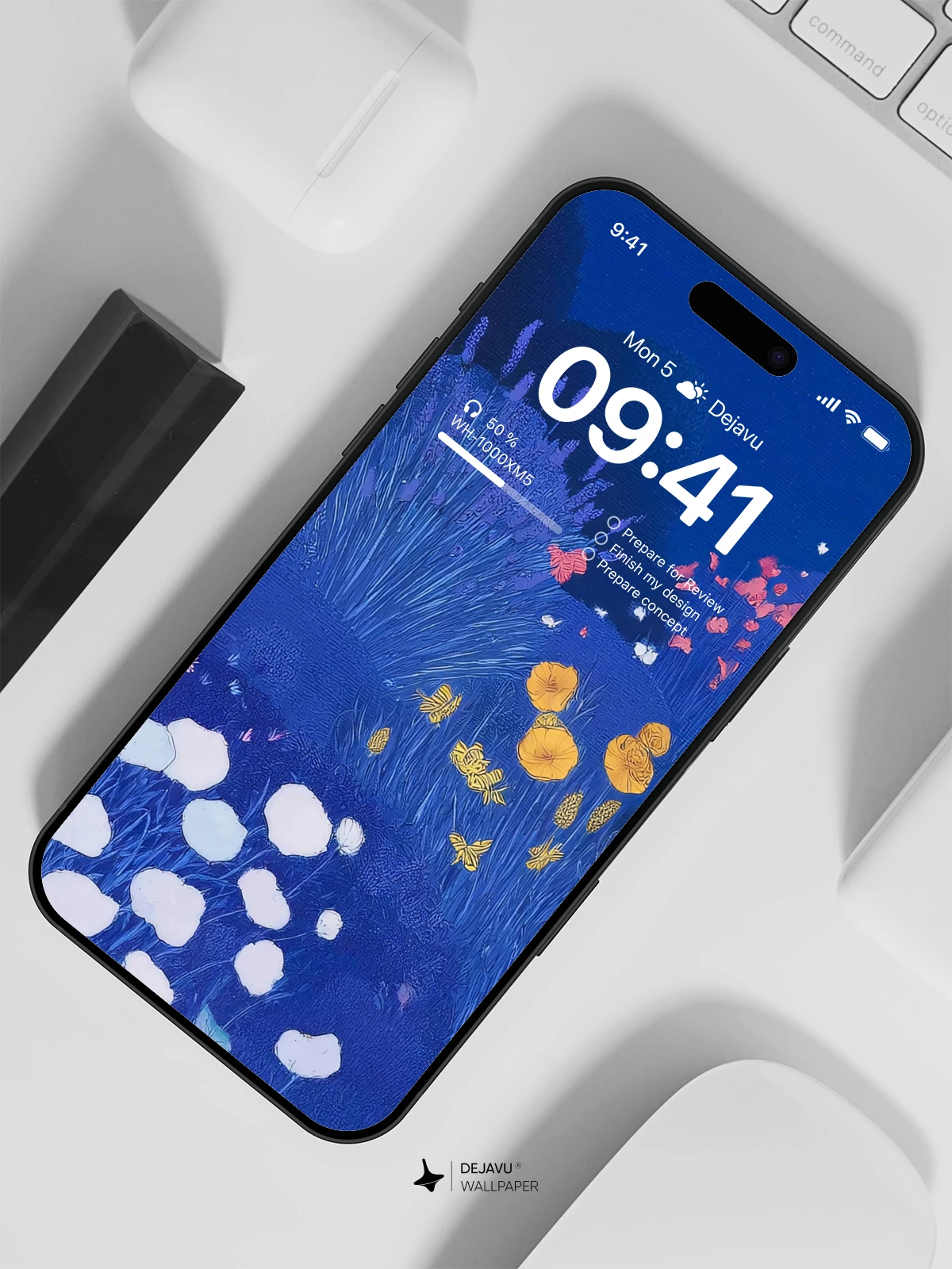 Blue Floral Landscape Wallpaper 4K for Mobile Background