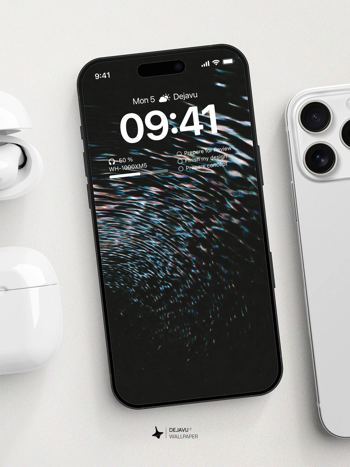 Dark Abstract Water Ripple Wallpaper 4K for iPhone Lock Screen