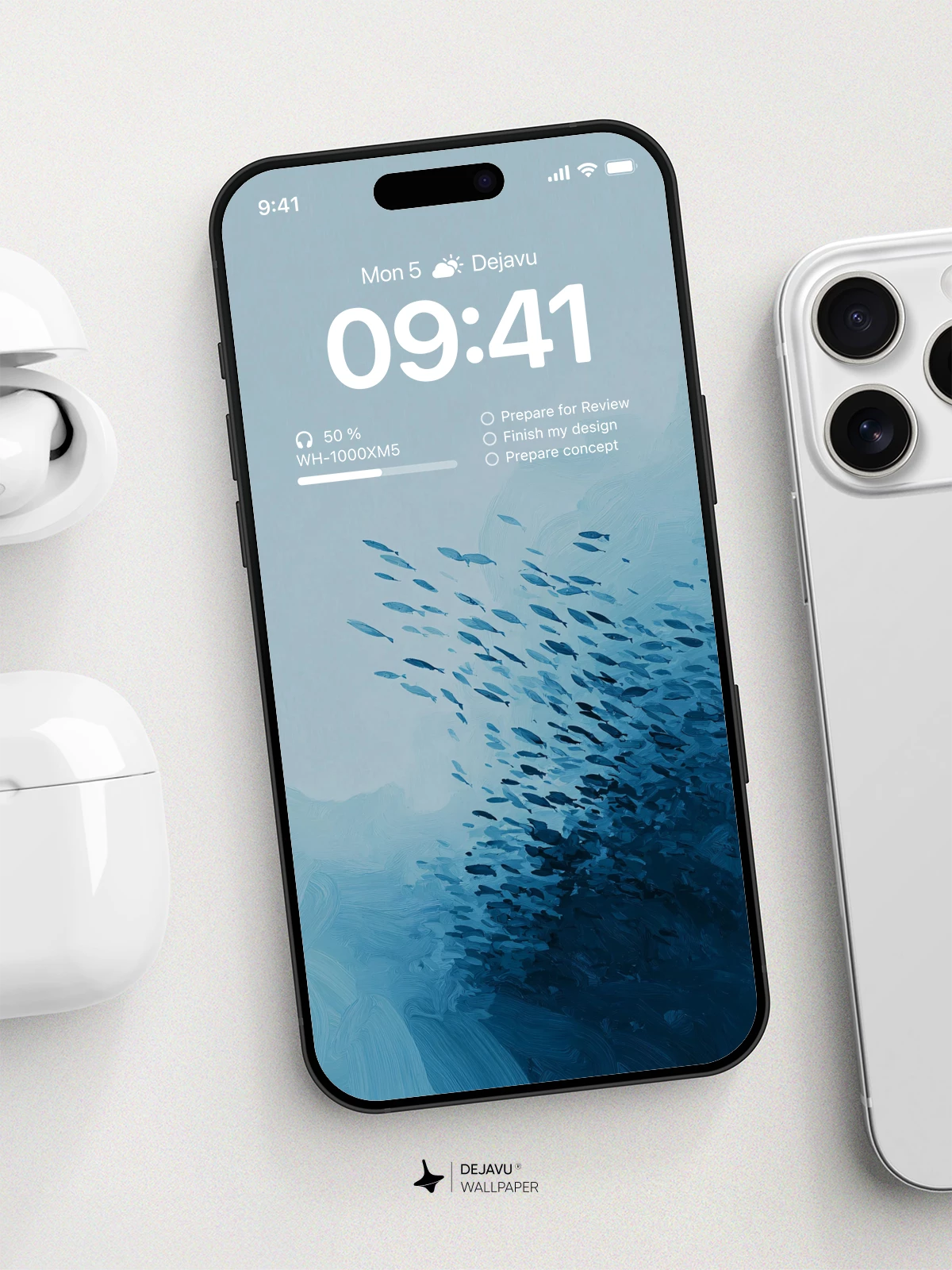 Blue Fish School Wallpaper 4K for iPhone Lock Screen
