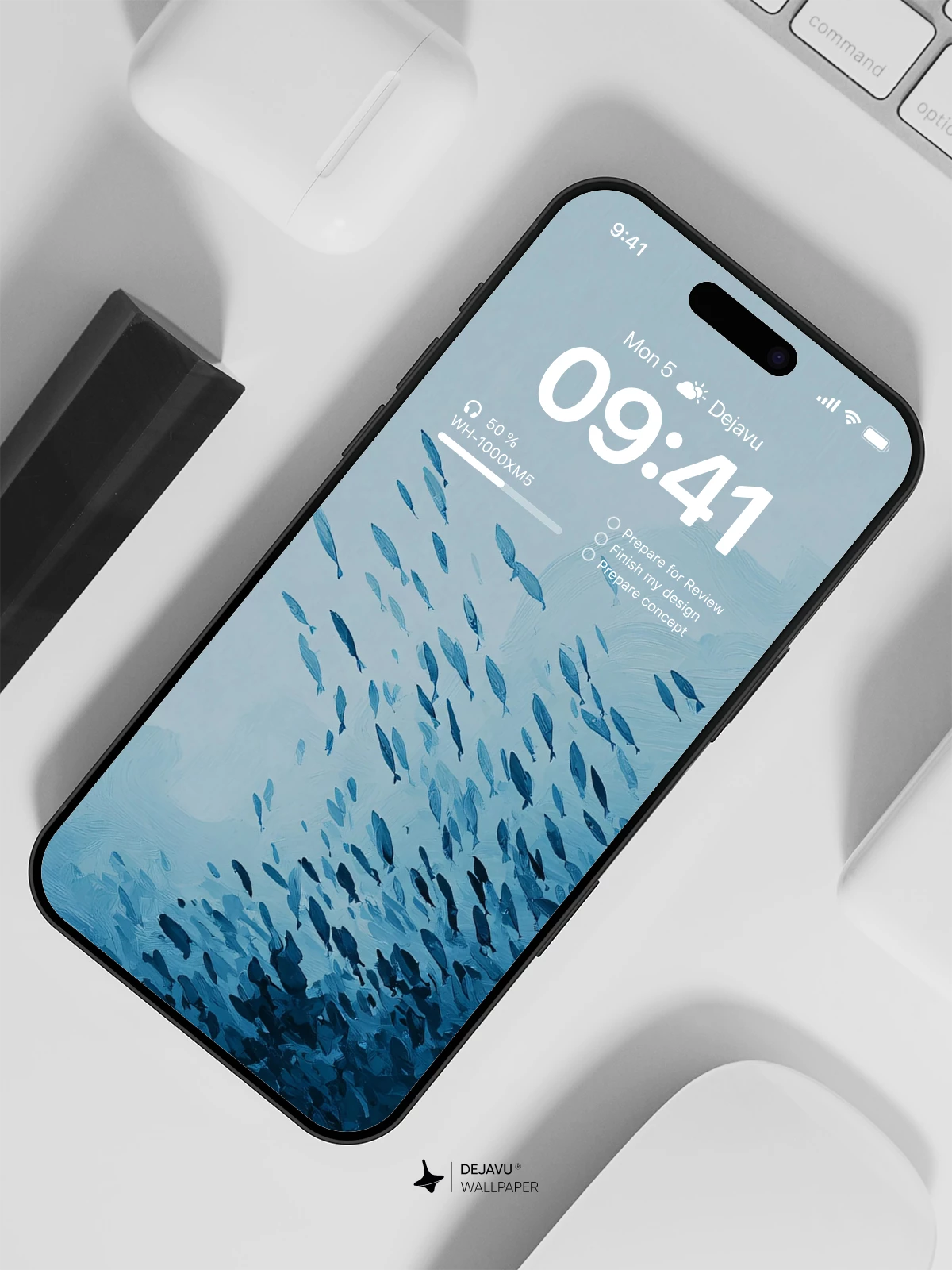 Blue Fish School Wallpaper 4K for iPhone Lock Screen