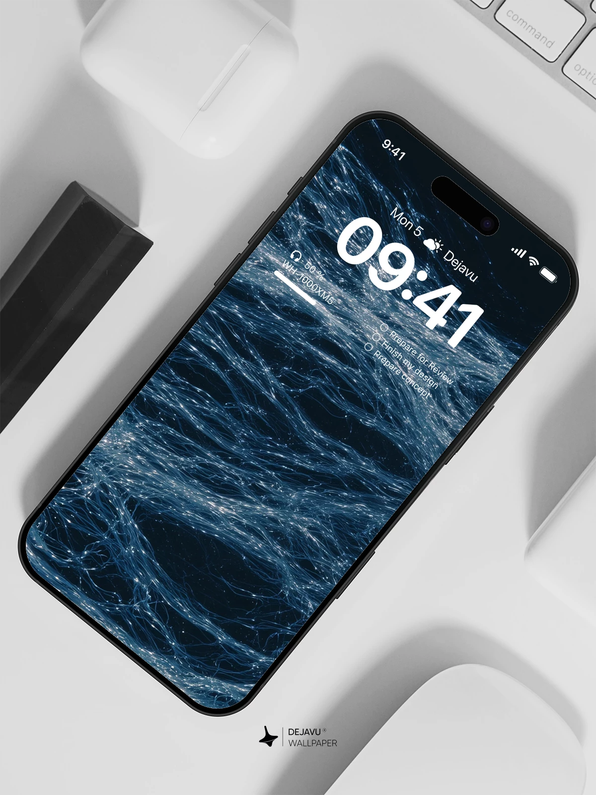 Abstract Blue Fiber Optic Wallpaper 4K for iPhone Lock Screen