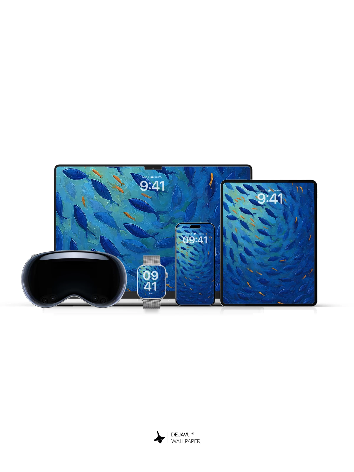Blue Fish School Wallpaper 4K for iPhone Lock Screen