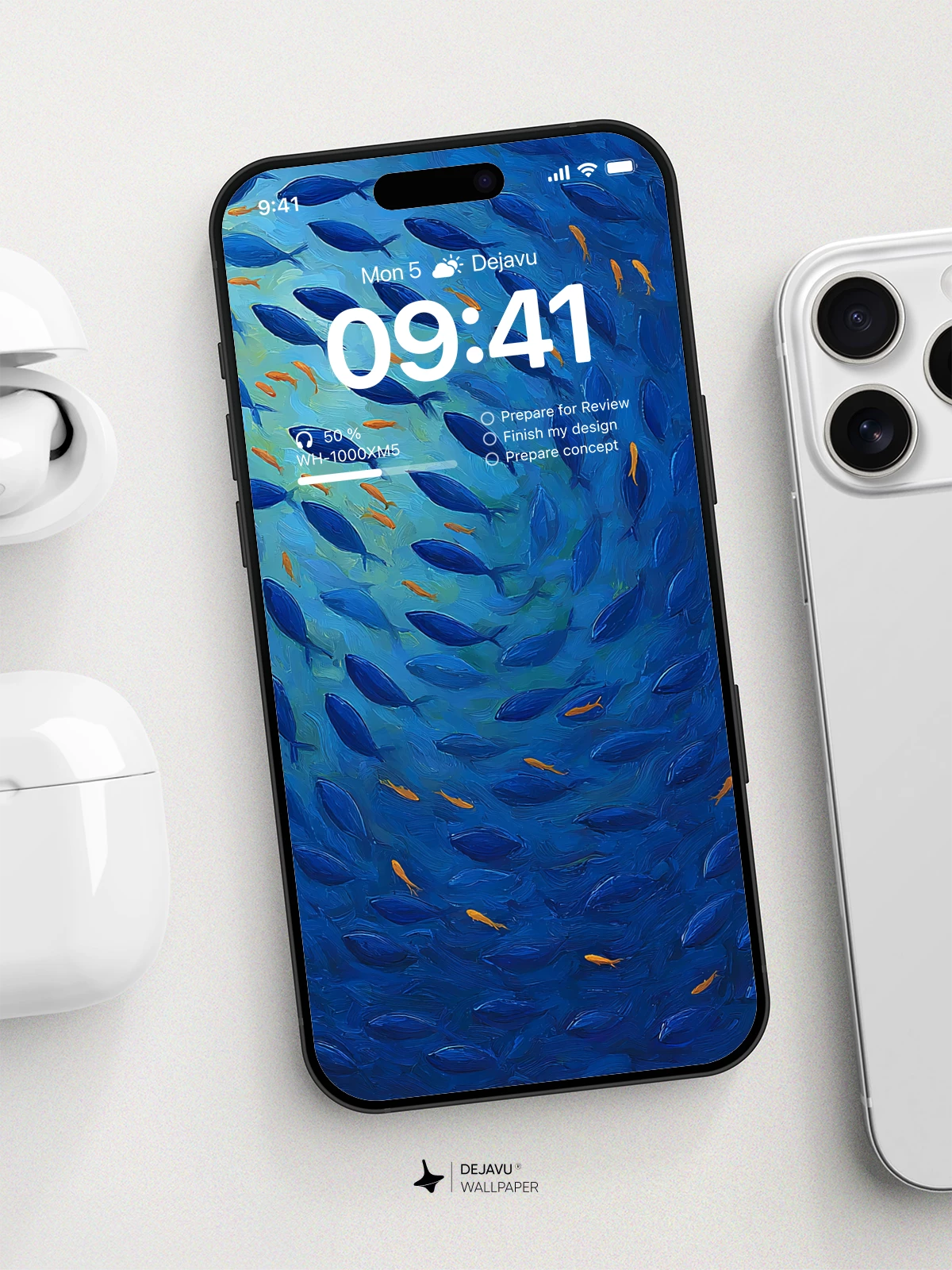 Blue Fish School Wallpaper 4K for iPhone Lock Screen