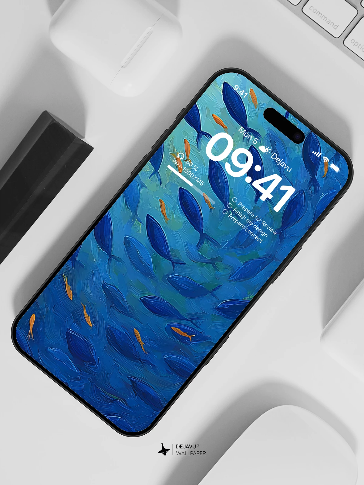 Blue Fish School Wallpaper 4K for iPhone Lock Screen