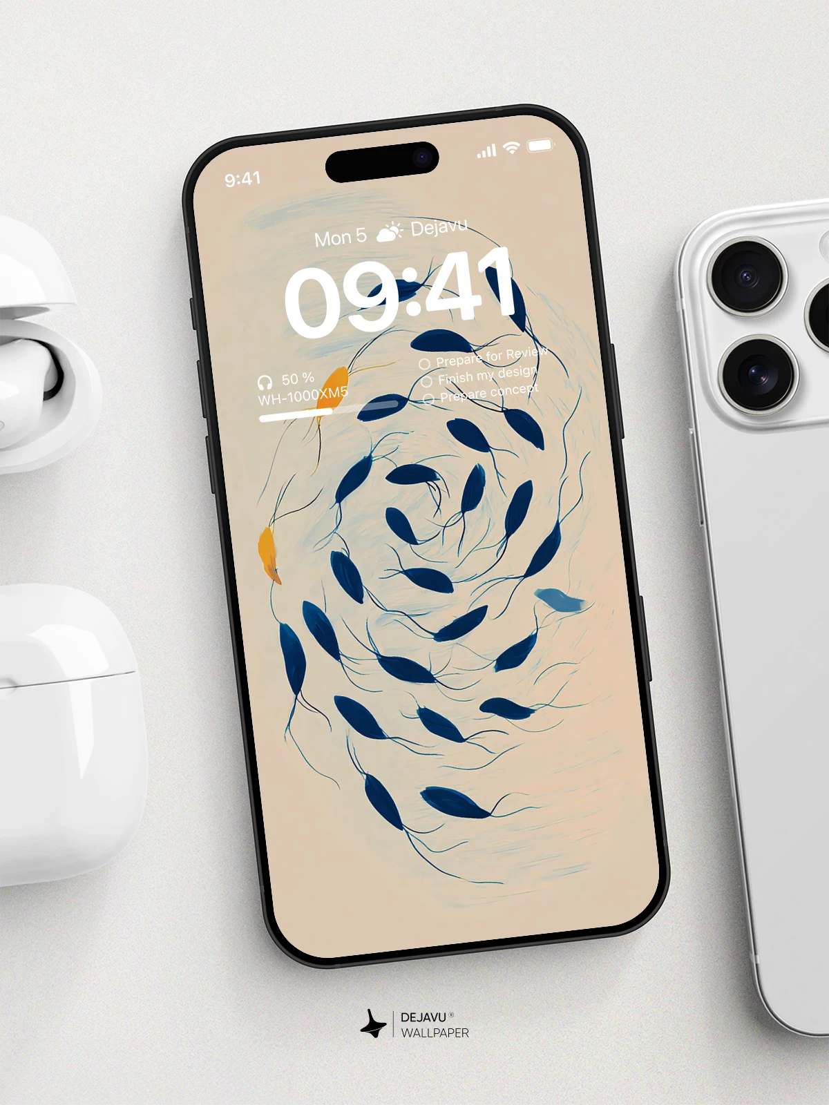 Blue Fish Spiral Wallpaper 4K for iPhone Lock Screen