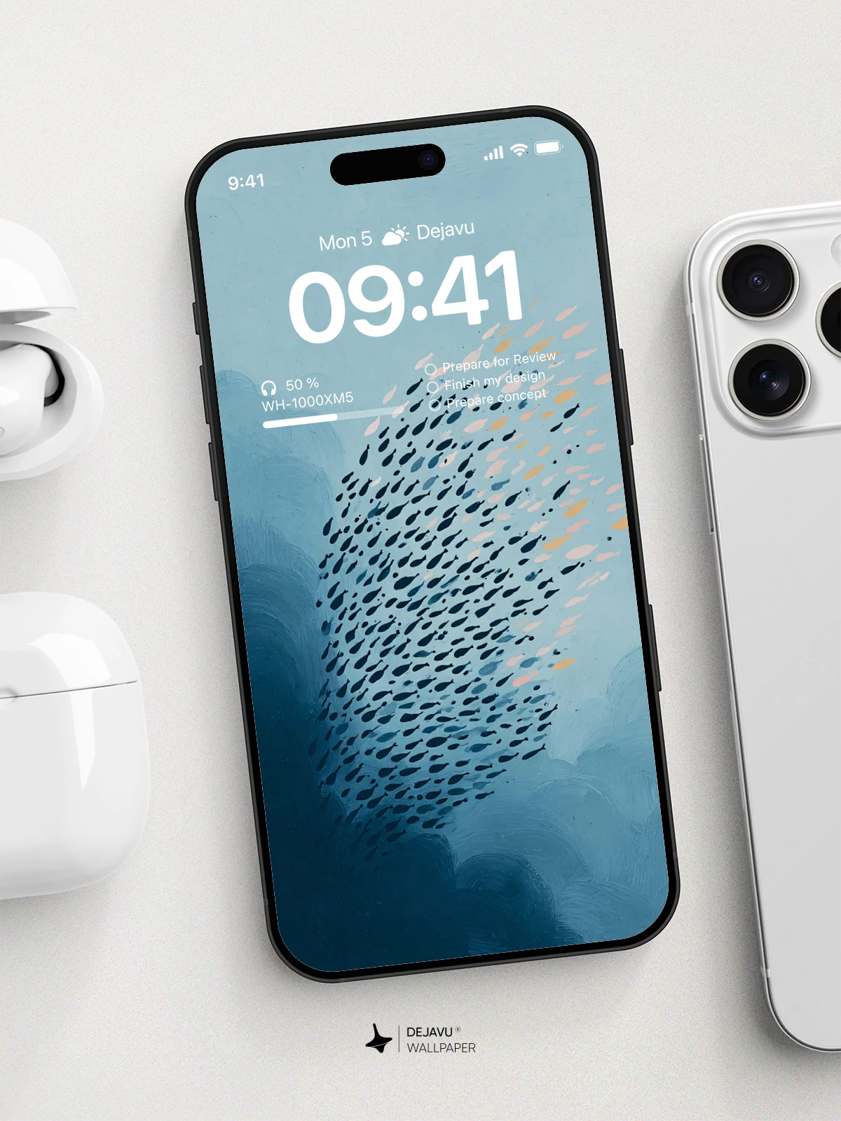 Blue Fish School Wallpaper 4K for iPhone Lock Screen