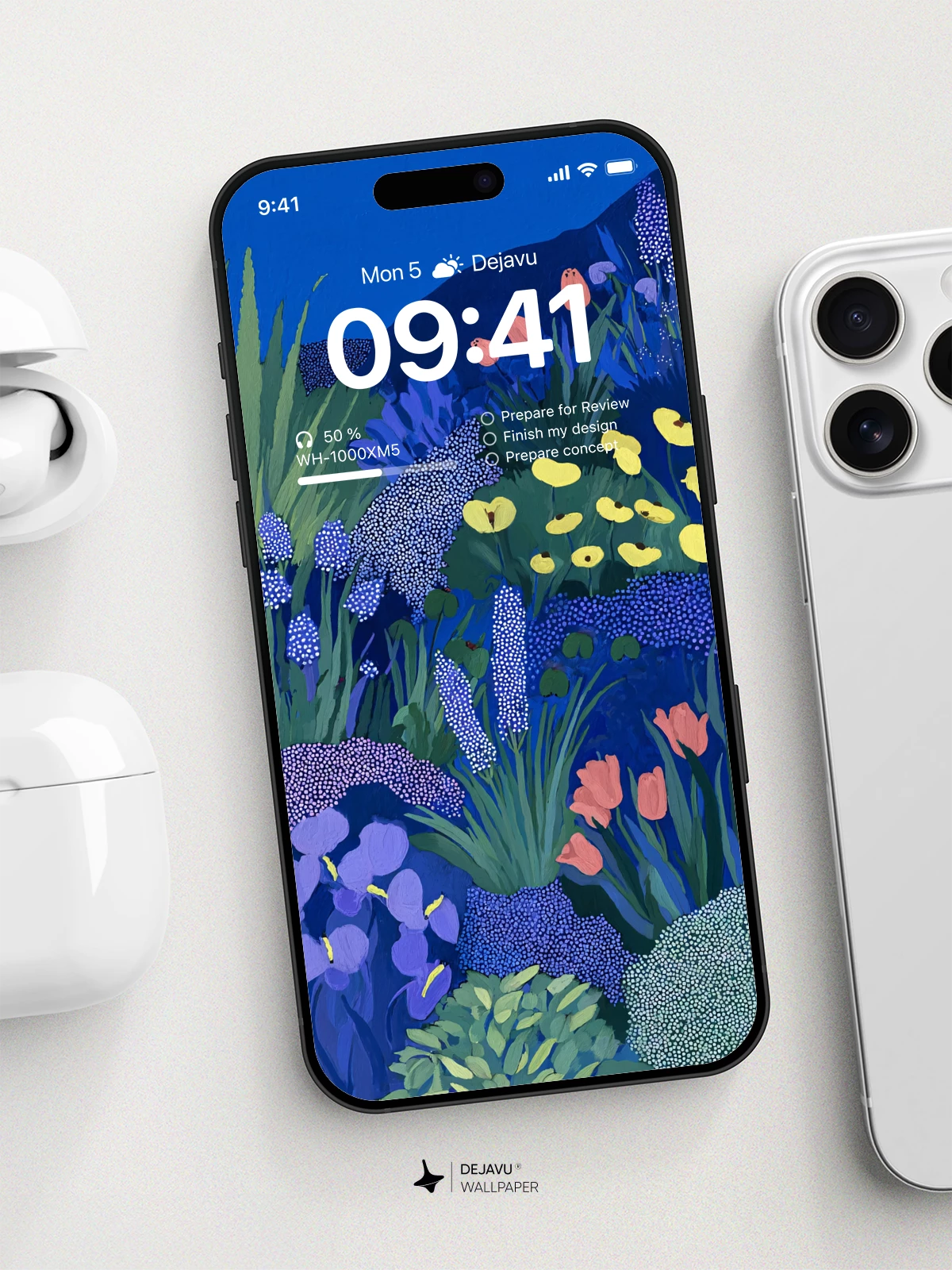 Blue Floral Wallpaper 4K for iPhone Lock Screen