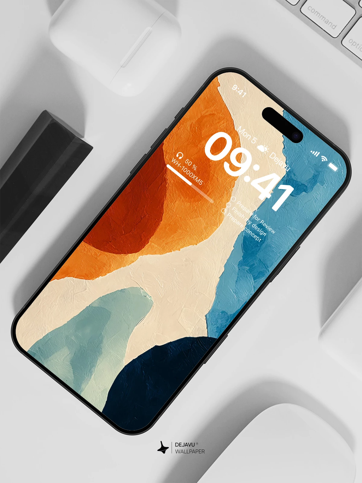 Abstract Orange Blue Wallpaper 4K for iPhone Lock Screen