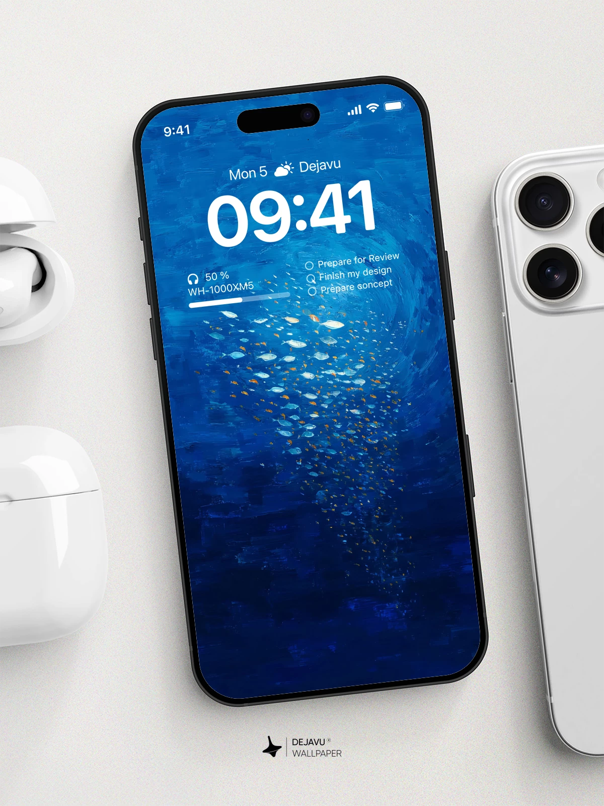 Blue Ocean Fish School Wallpaper 4K for iPhone Lock Screen